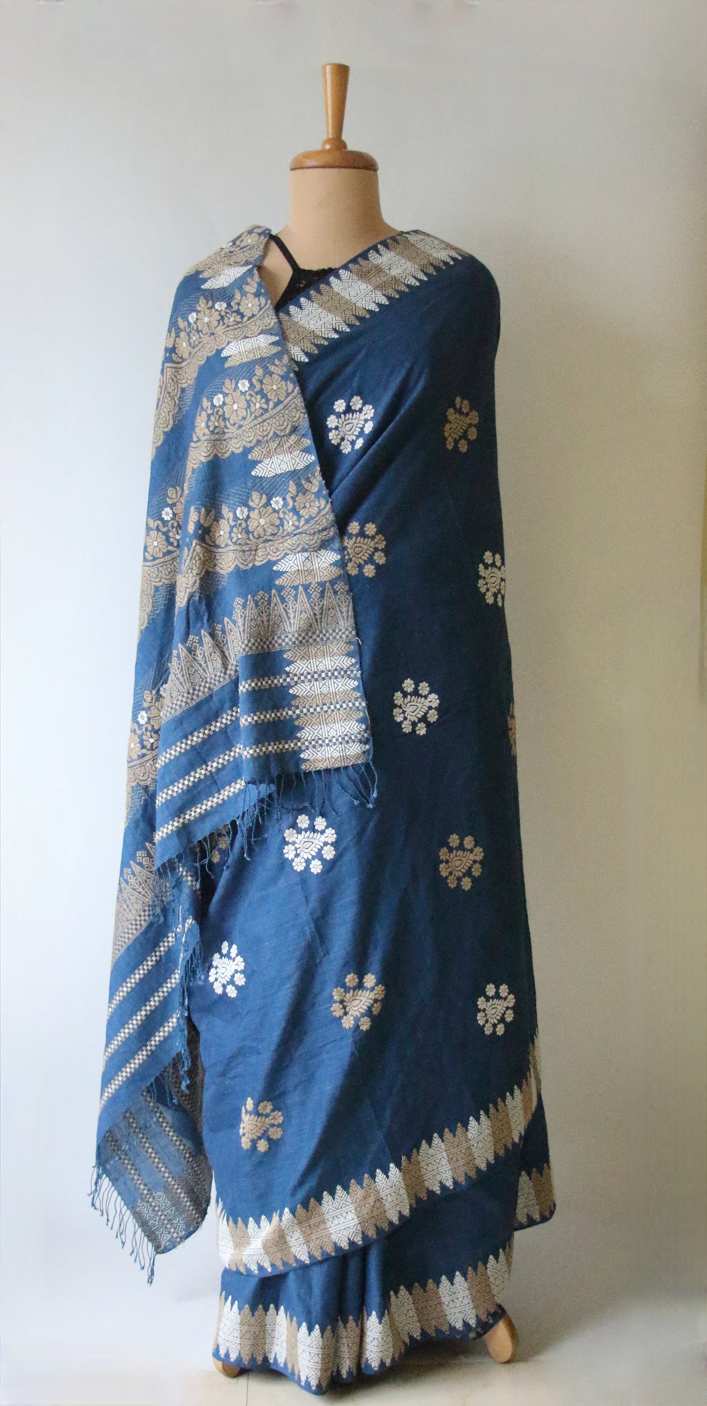 Natural Indigo Dyed Eri Silk Saree / Handloom from Assam