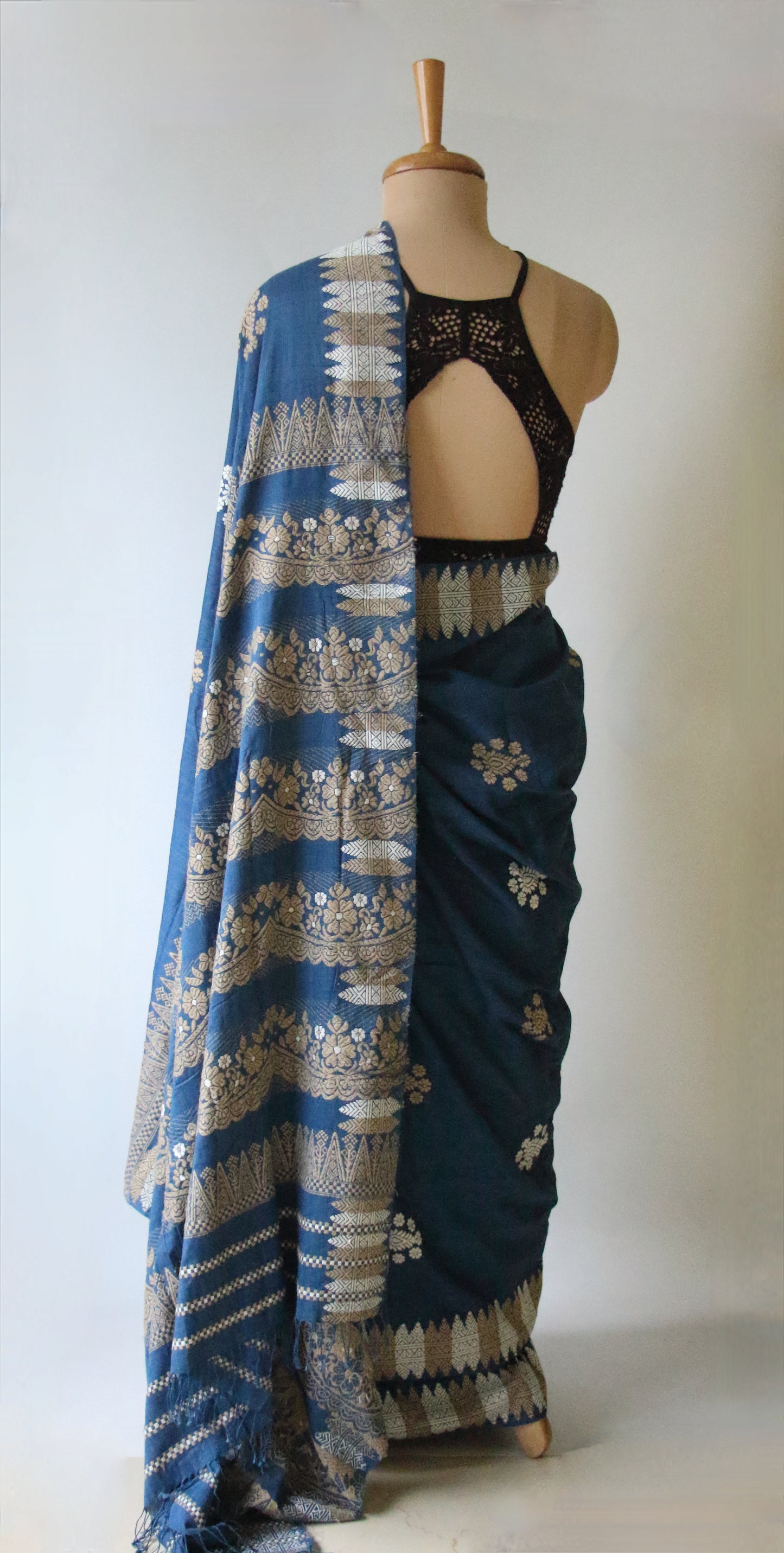 Natural Indigo Dyed Eri Silk Saree / Handloom from Assam