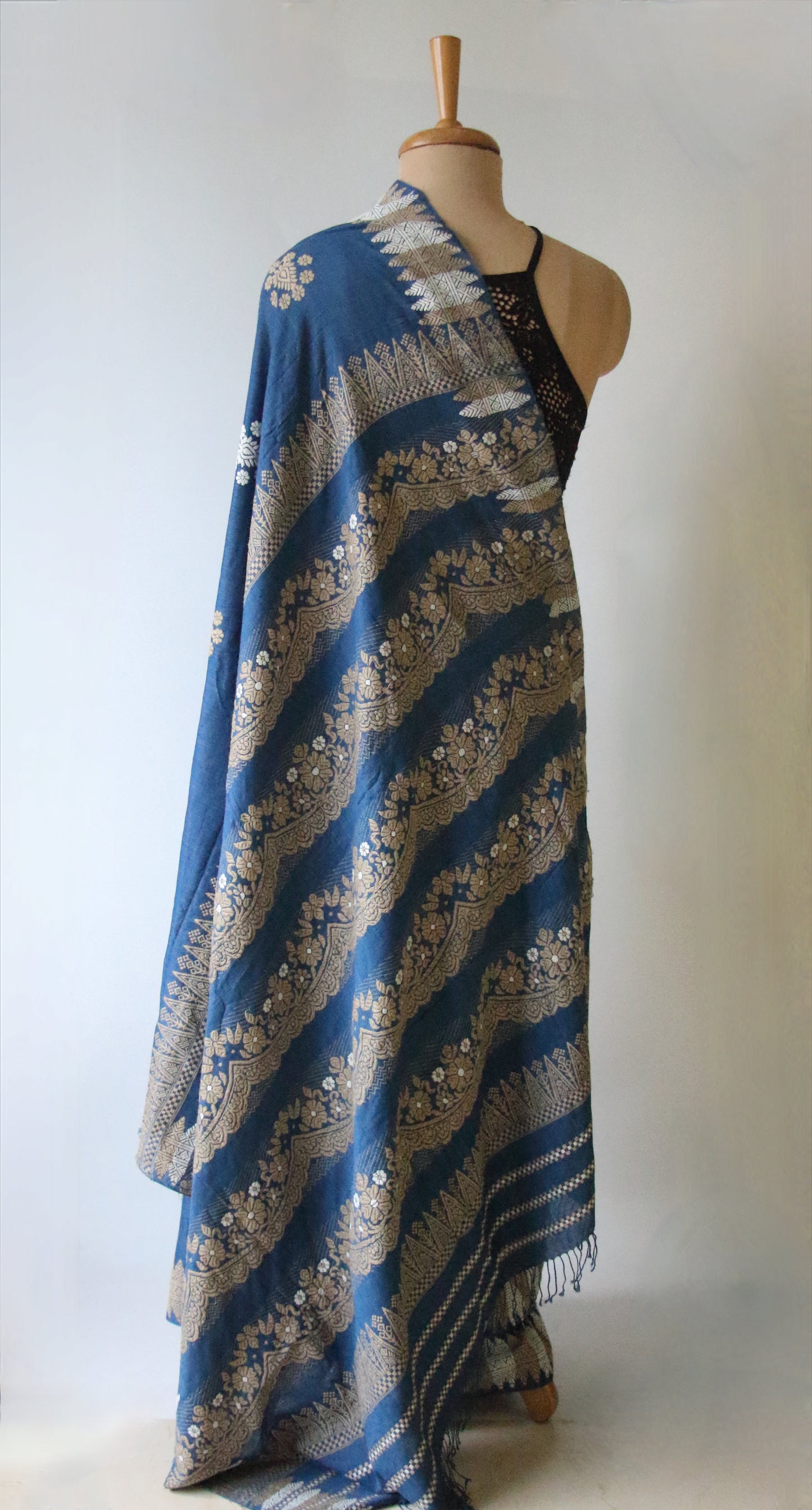 Natural Indigo Dyed Eri Silk Saree / Handloom from Assam