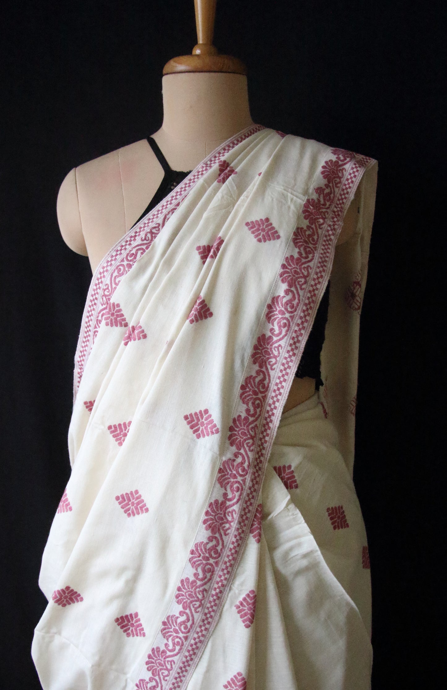 Eri Silk Saree in Natural Off White colour from Assam