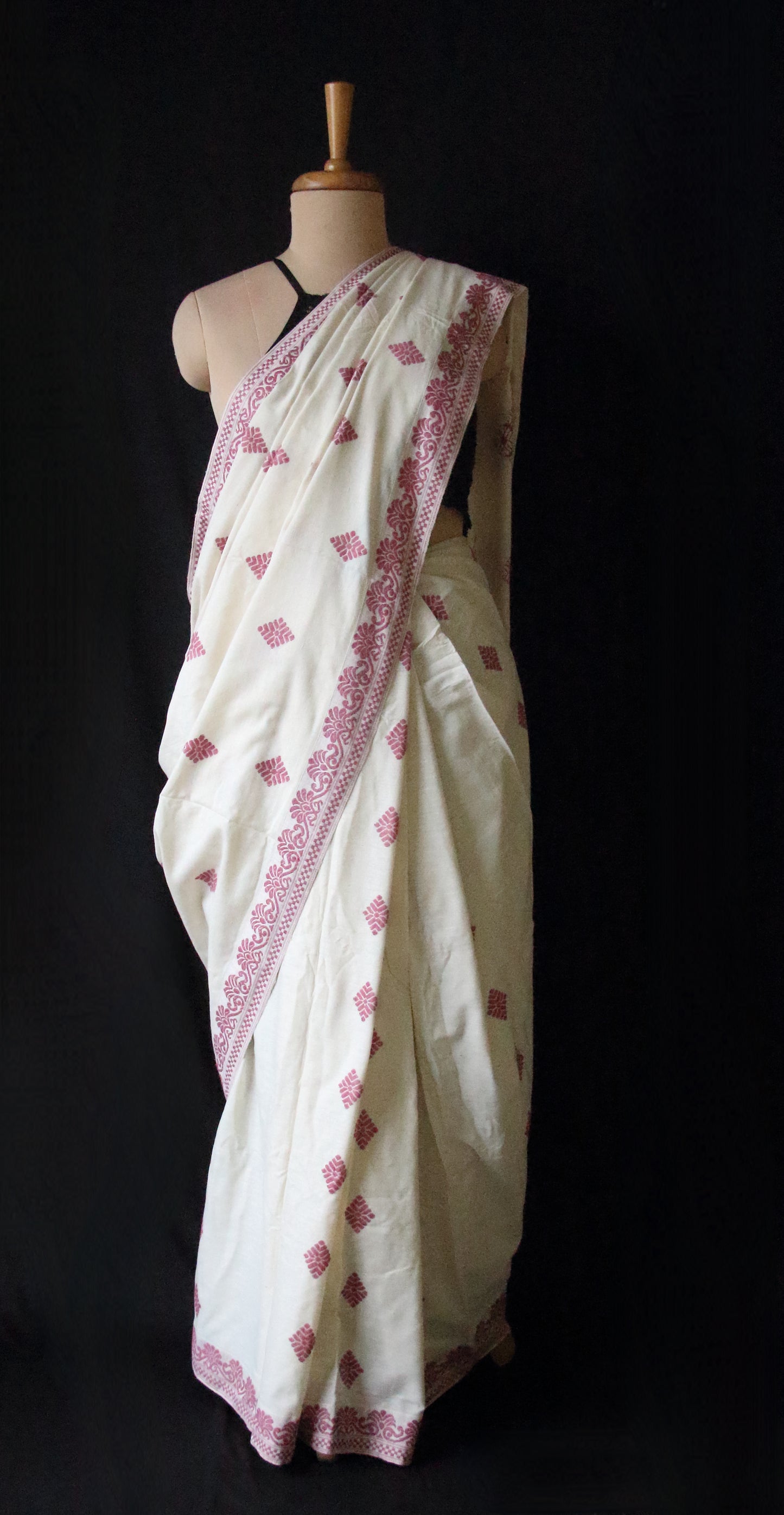 Eri Silk Saree in Natural Off White colour from Assam