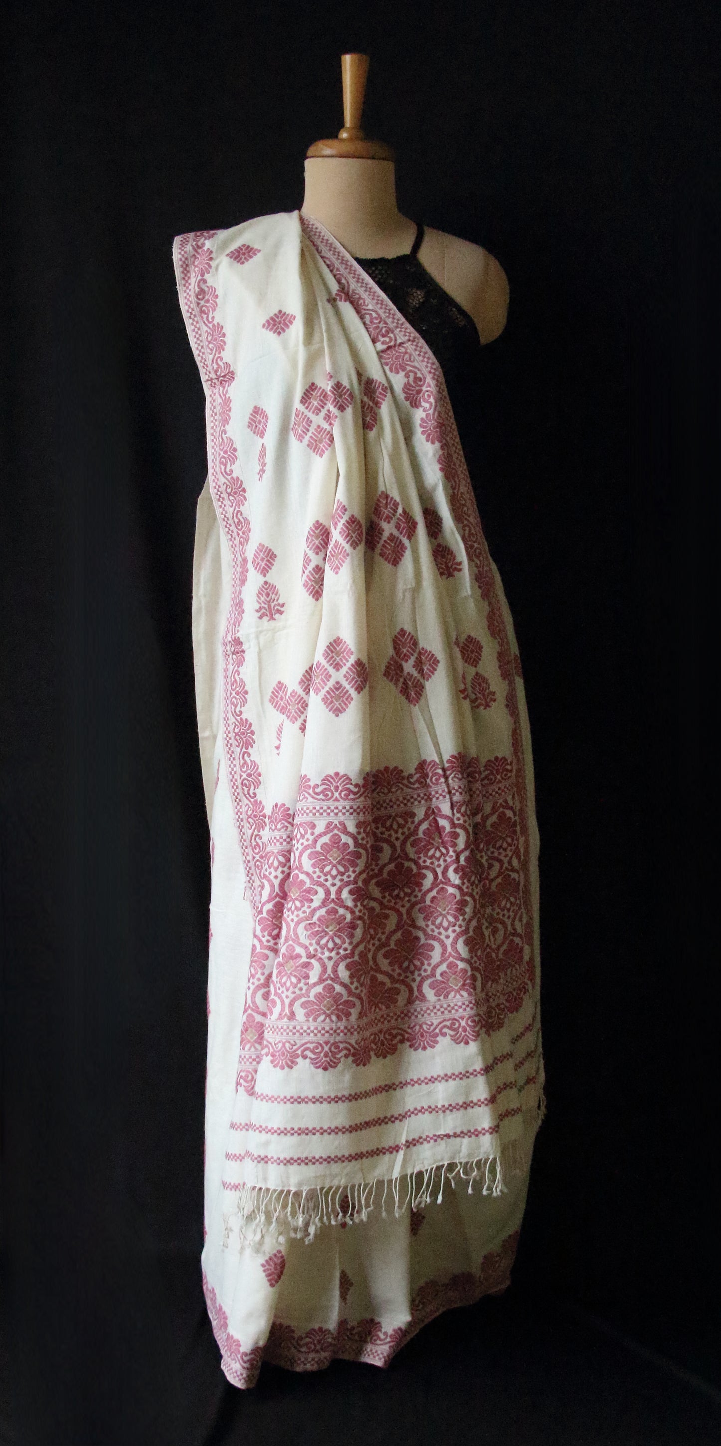 Eri Silk Saree in Natural Off White colour from Assam