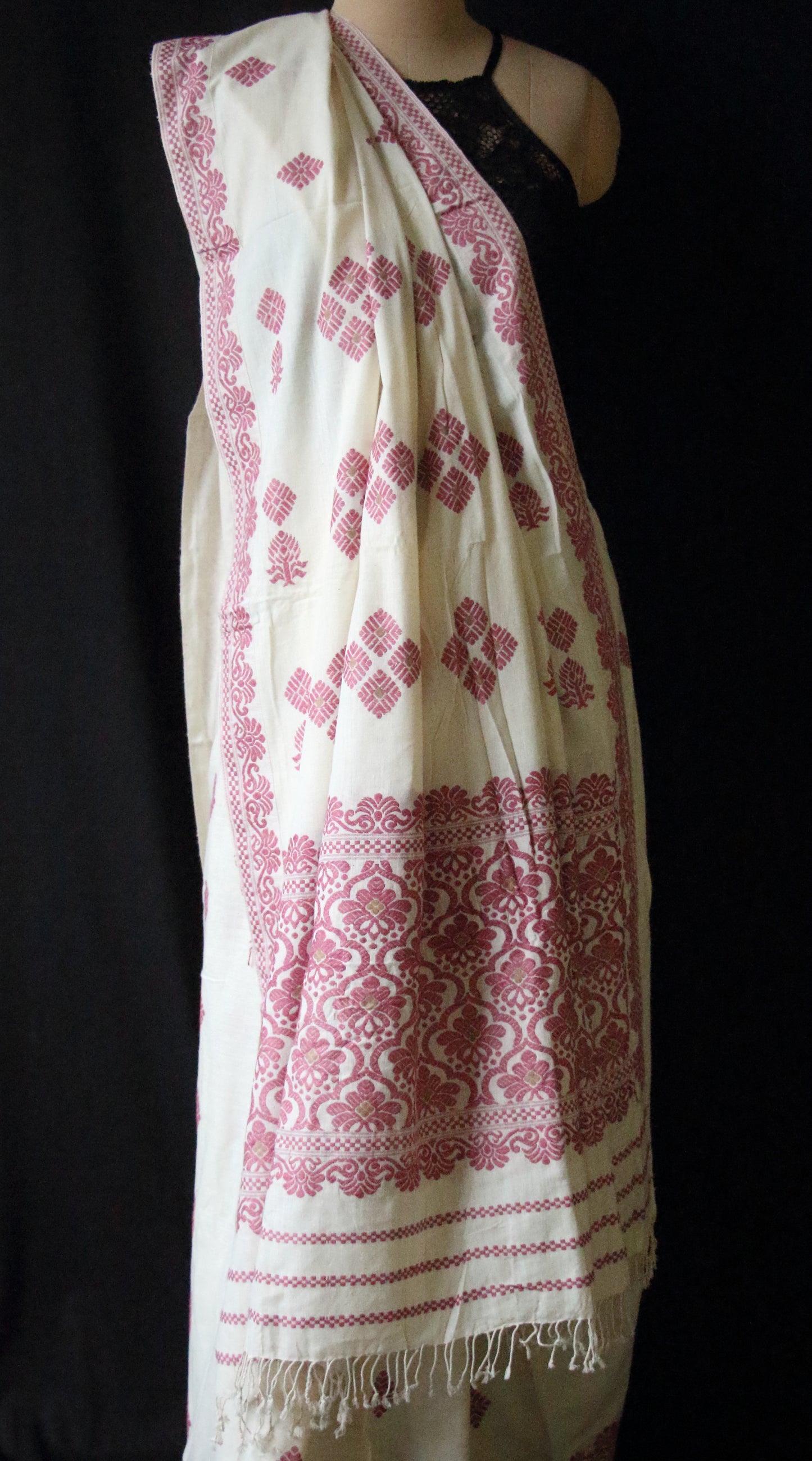 Eri Silk Saree in Natural Off White colour from Assam