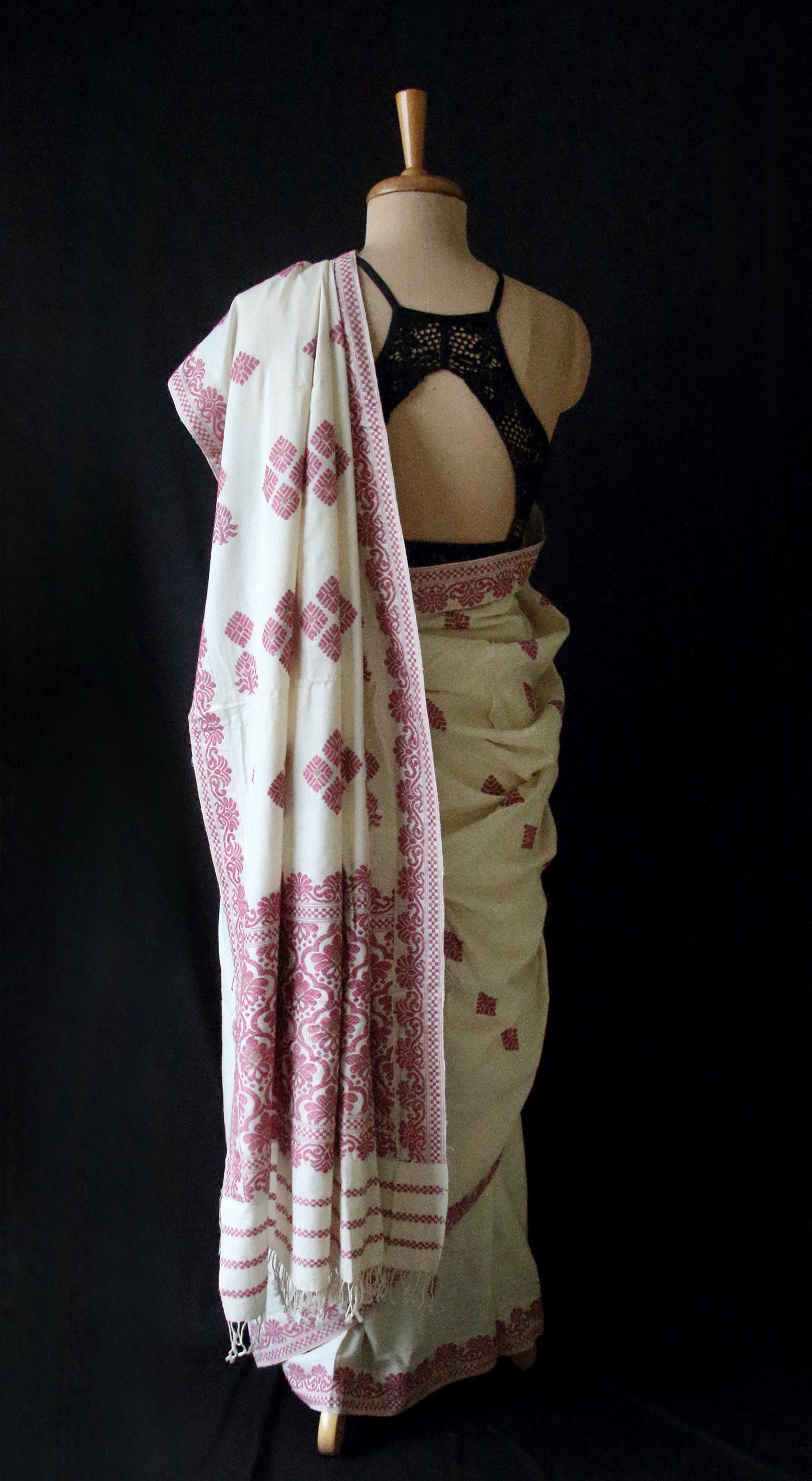 Eri Silk Saree in Natural Off White colour from Assam