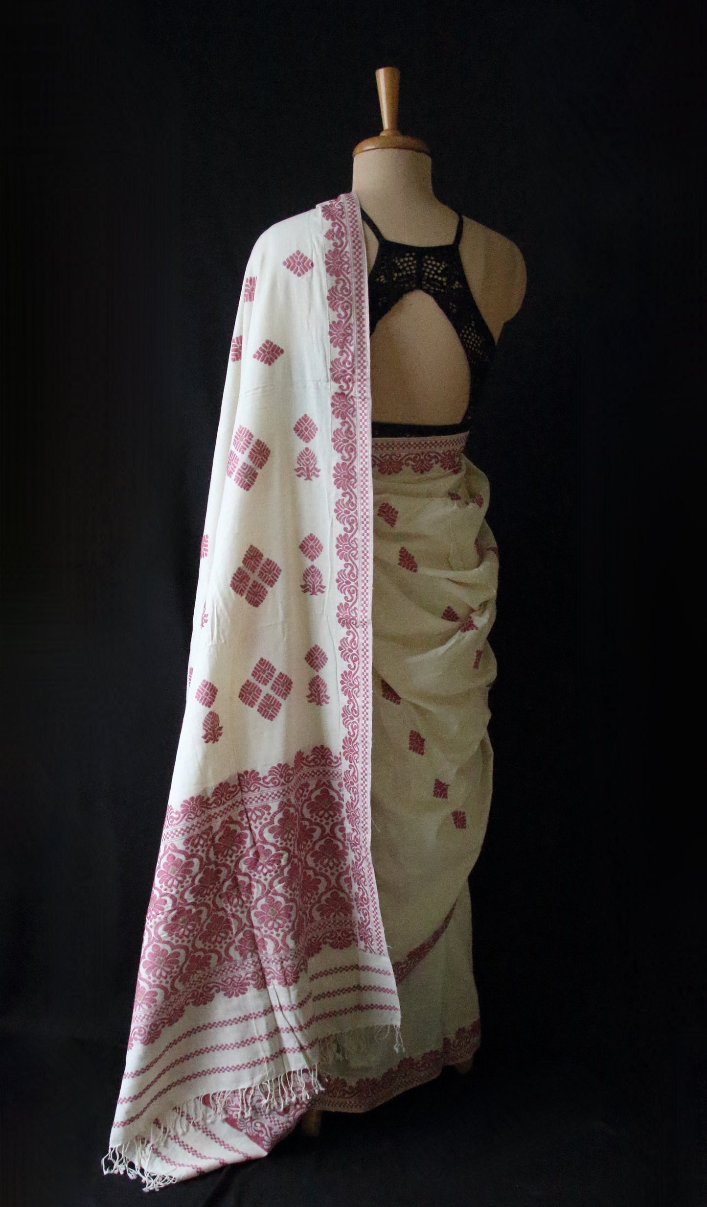 Eri Silk Saree in Natural Off White colour from Assam