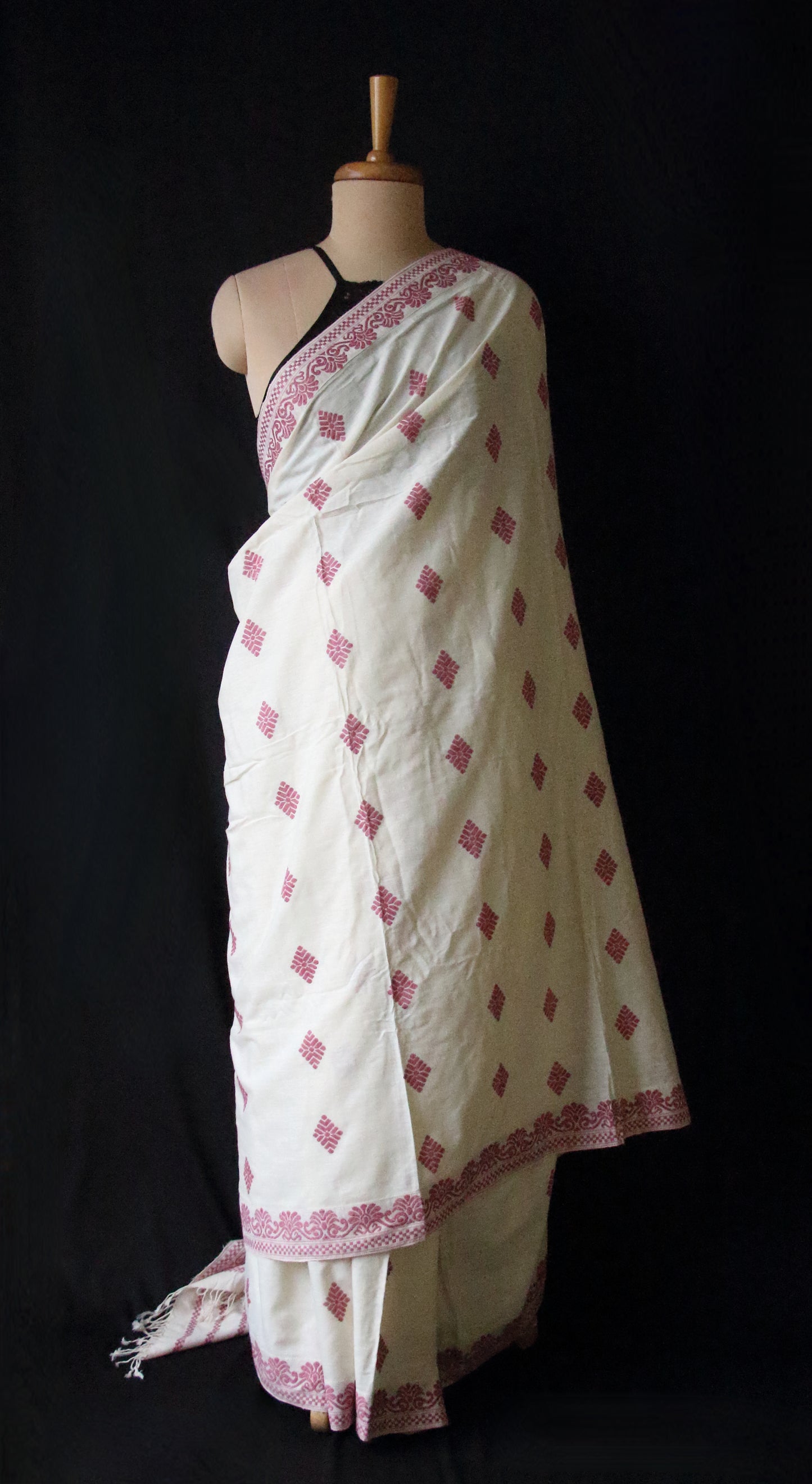 Eri Silk Saree in Natural Off White colour from Assam