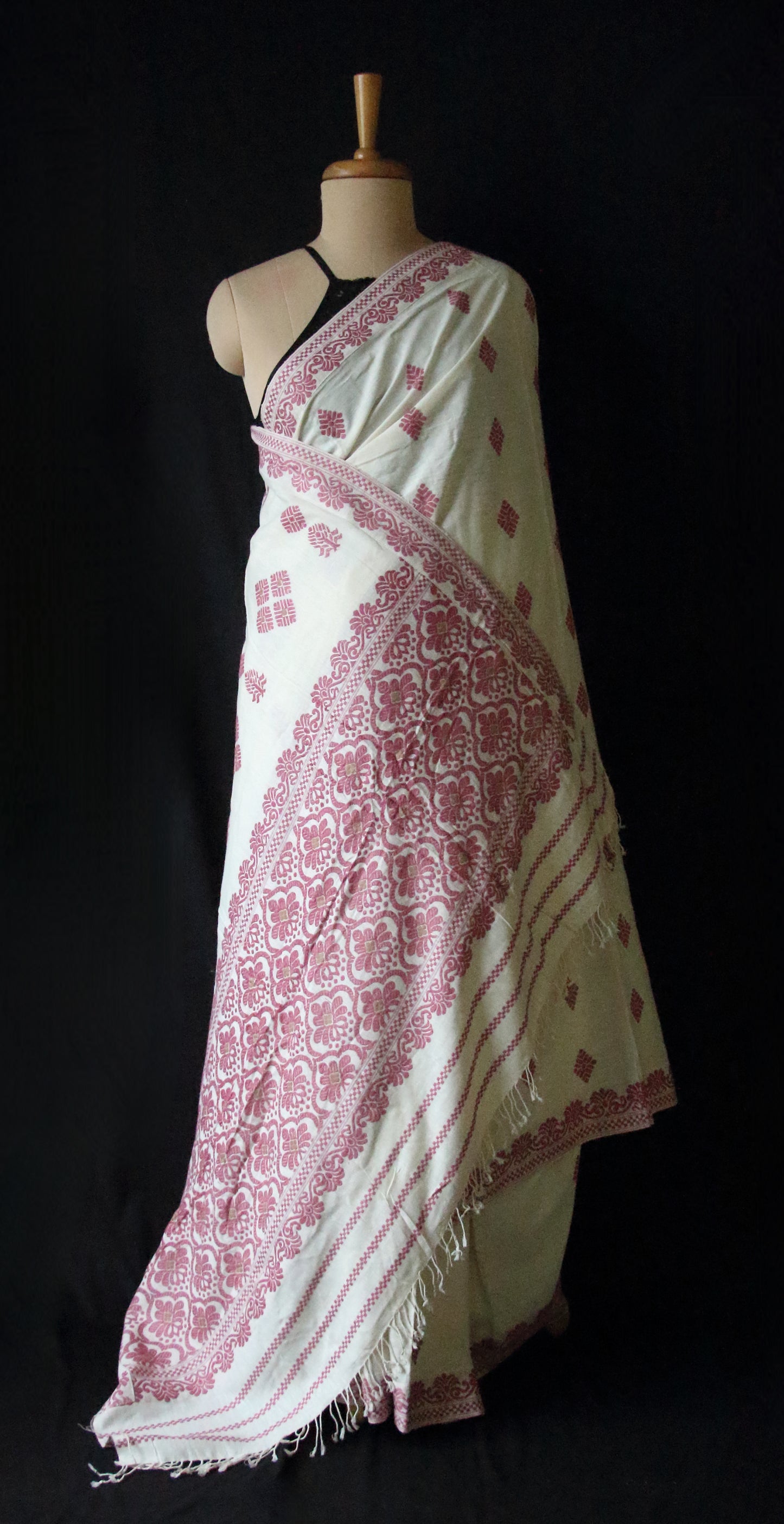 Eri Silk Saree in Natural Off White colour from Assam