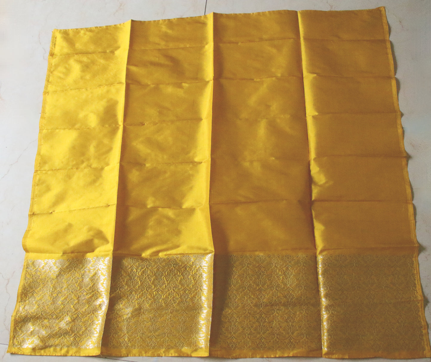 Lemon Yellow Mulberry Silk Traditional Mekhla Chador Set