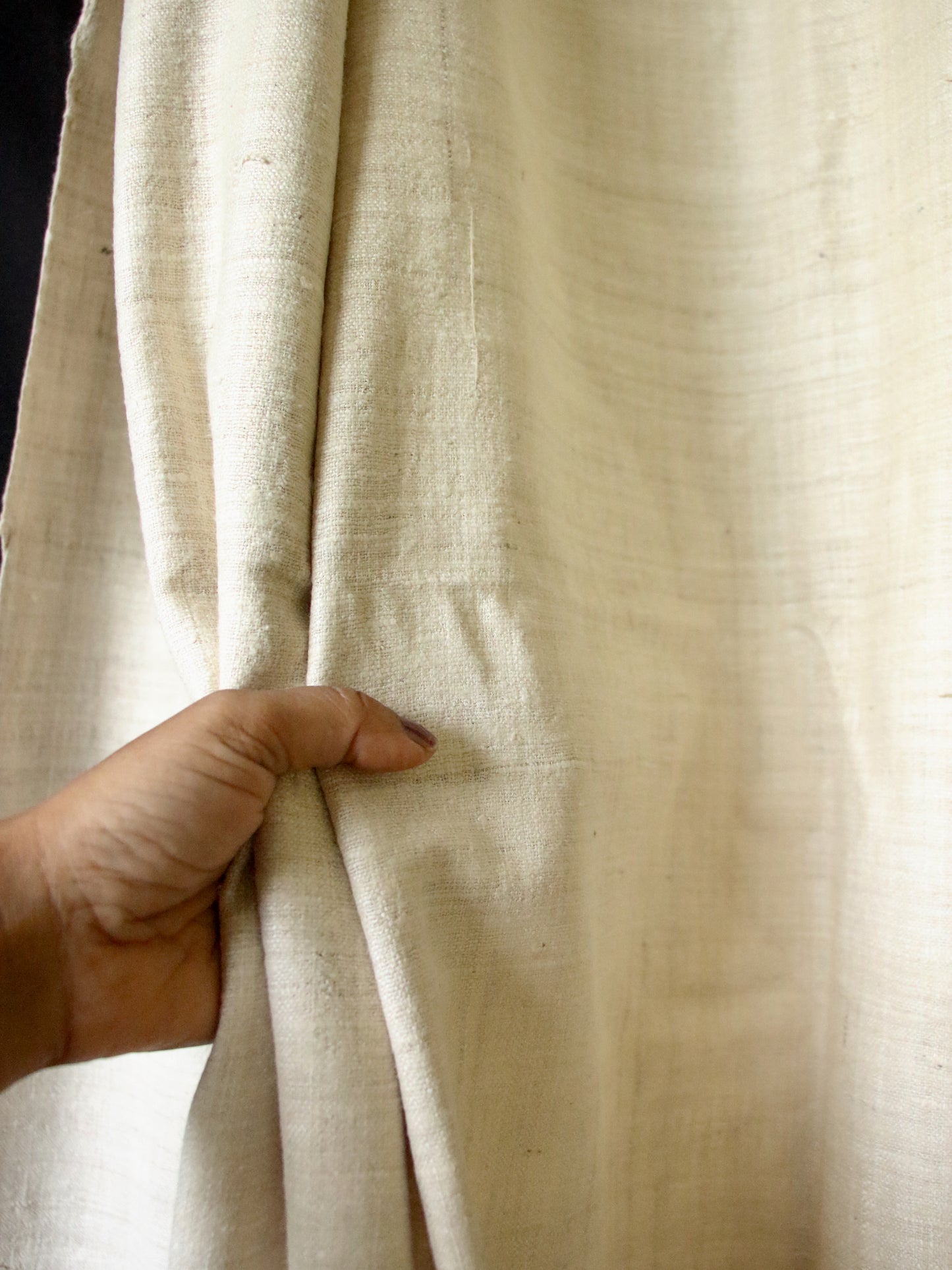 Natural Off white Handwoven / Handspun Eri Silk Shawl from Assam