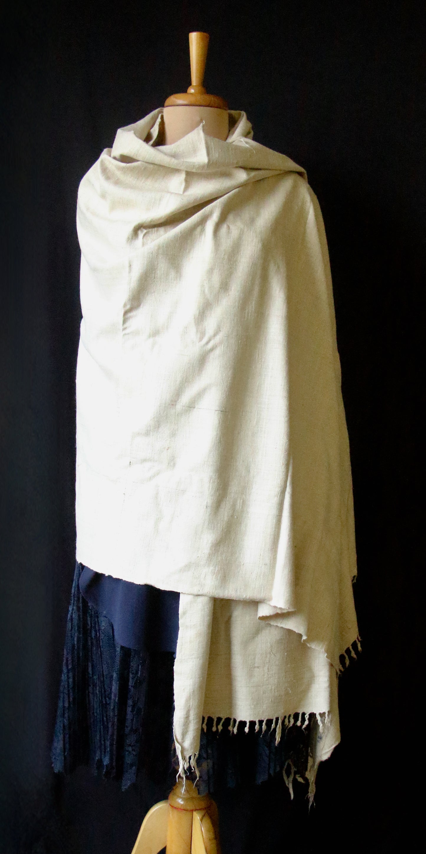 Natural Off white Handwoven / Handspun Eri Silk Shawl from Assam