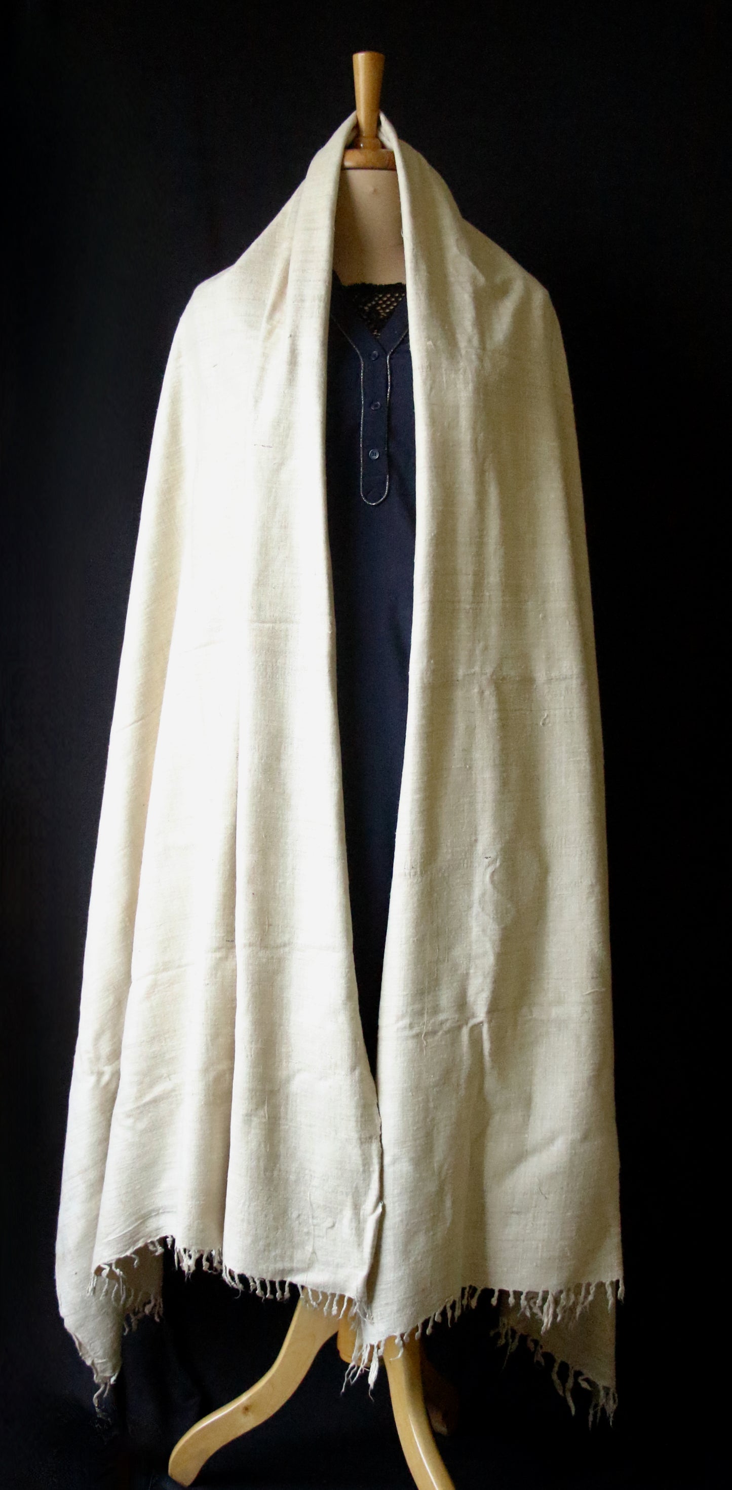 Natural Off white Handwoven / Handspun Eri Silk Shawl from Assam