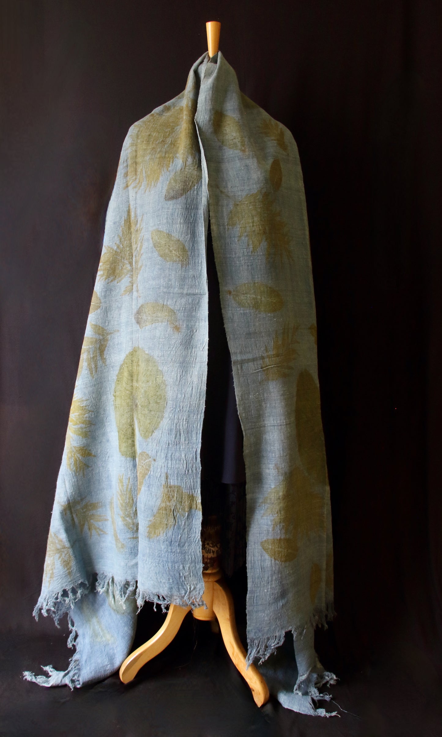 Indigo Eco Printed Handwoven Eri Silk Shawl from Assam