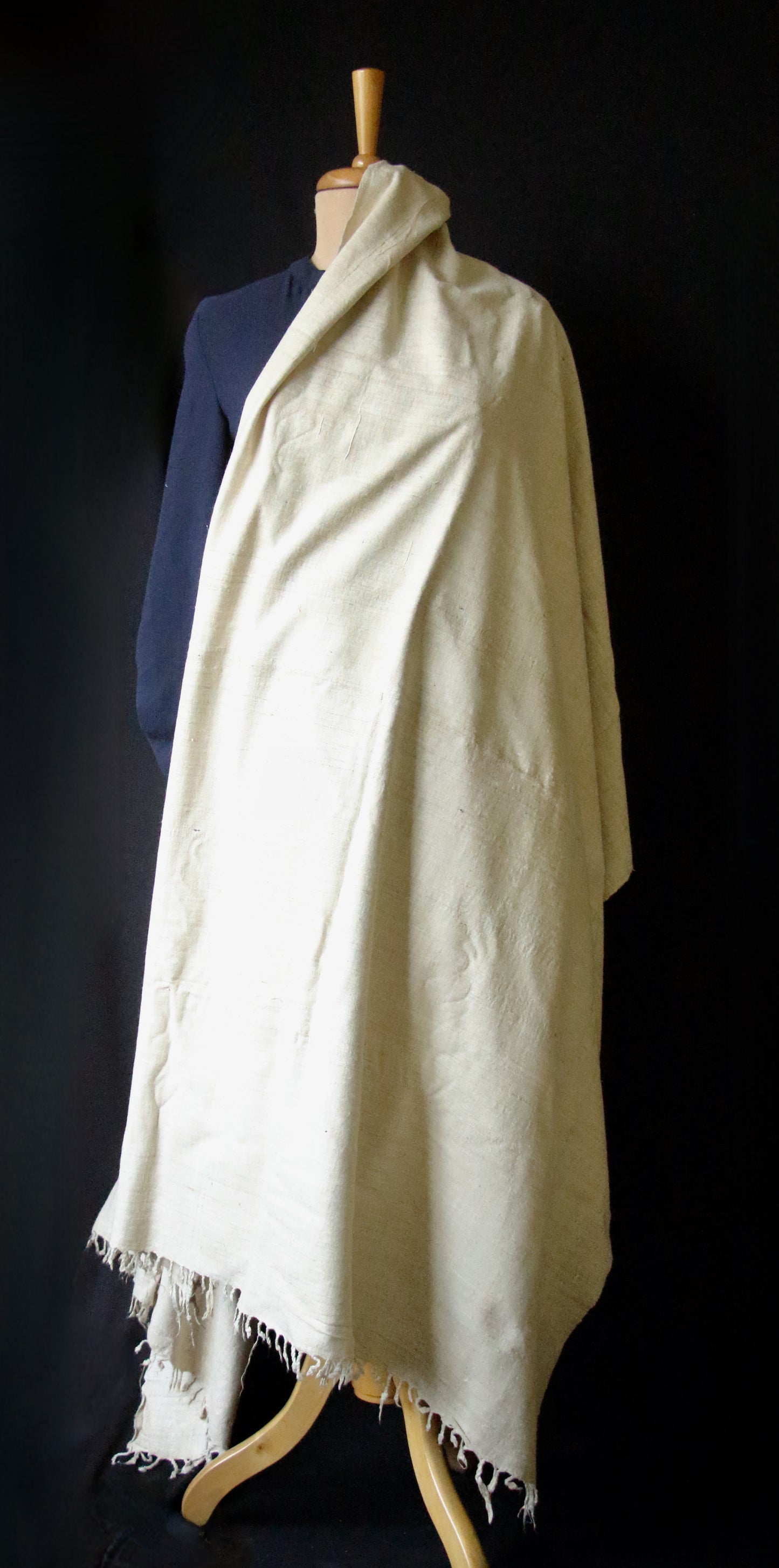 Natural Off white Handwoven / Handspun Eri Silk Shawl from Assam