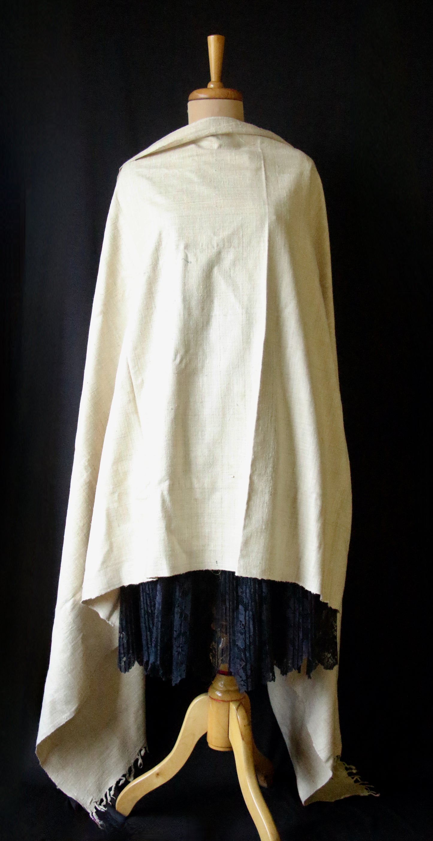 Natural Off white Handwoven / Handspun Eri Silk Shawl from Assam