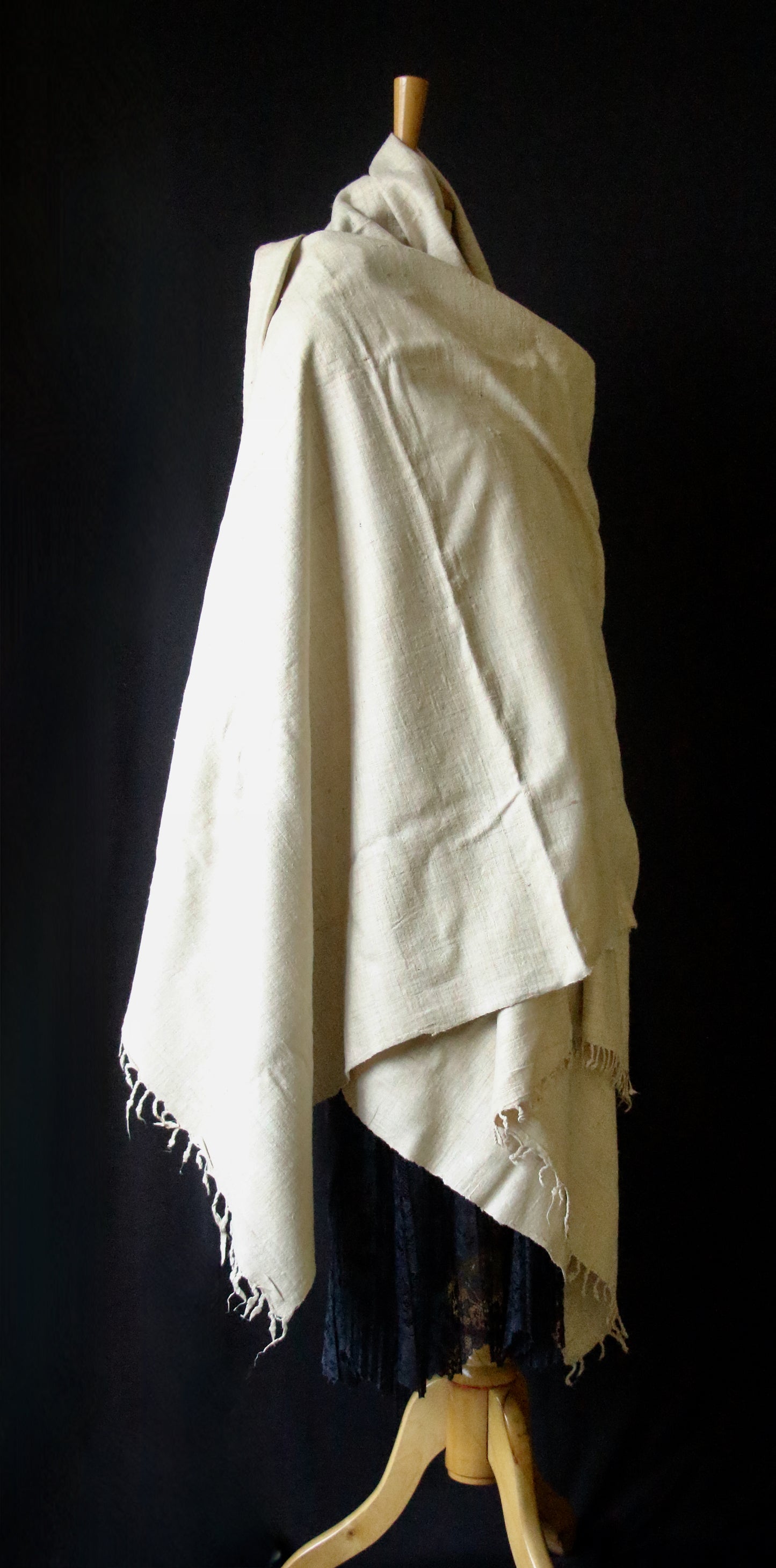Natural Off white Handwoven / Handspun Eri Silk Shawl from Assam
