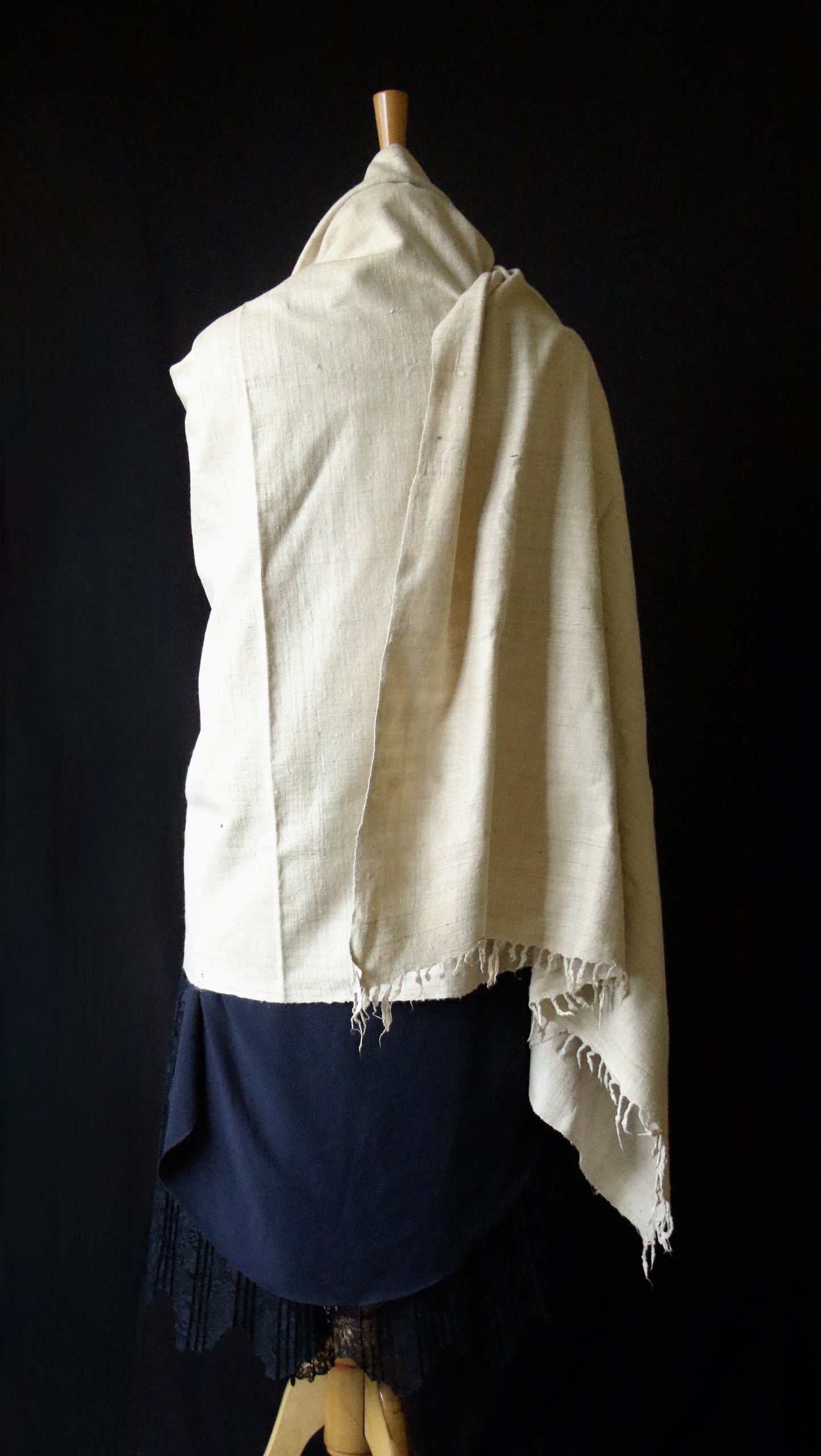 Natural Off white Handwoven / Handspun Eri Silk Shawl from Assam