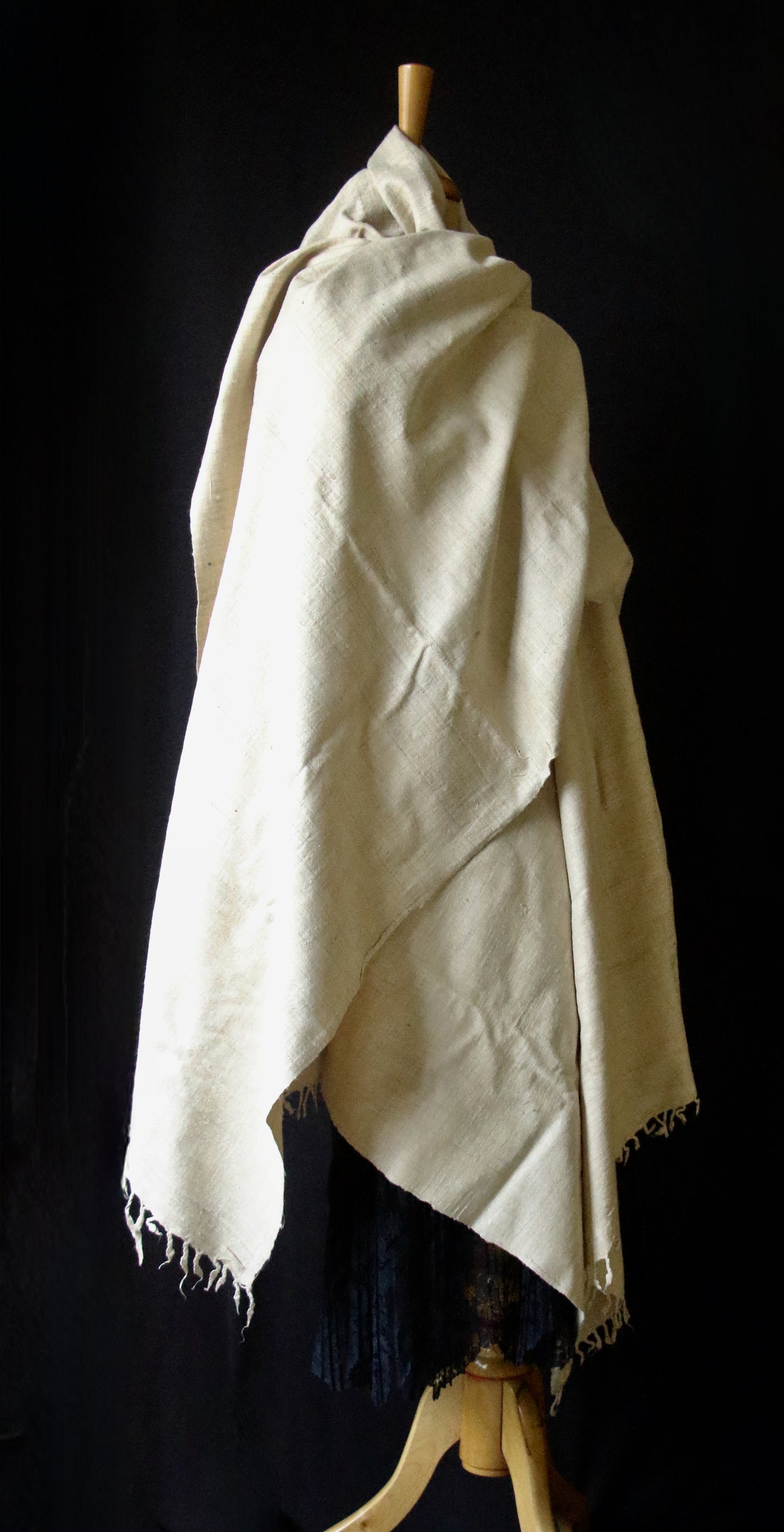 Natural Off white Handwoven / Handspun Eri Silk Shawl from Assam