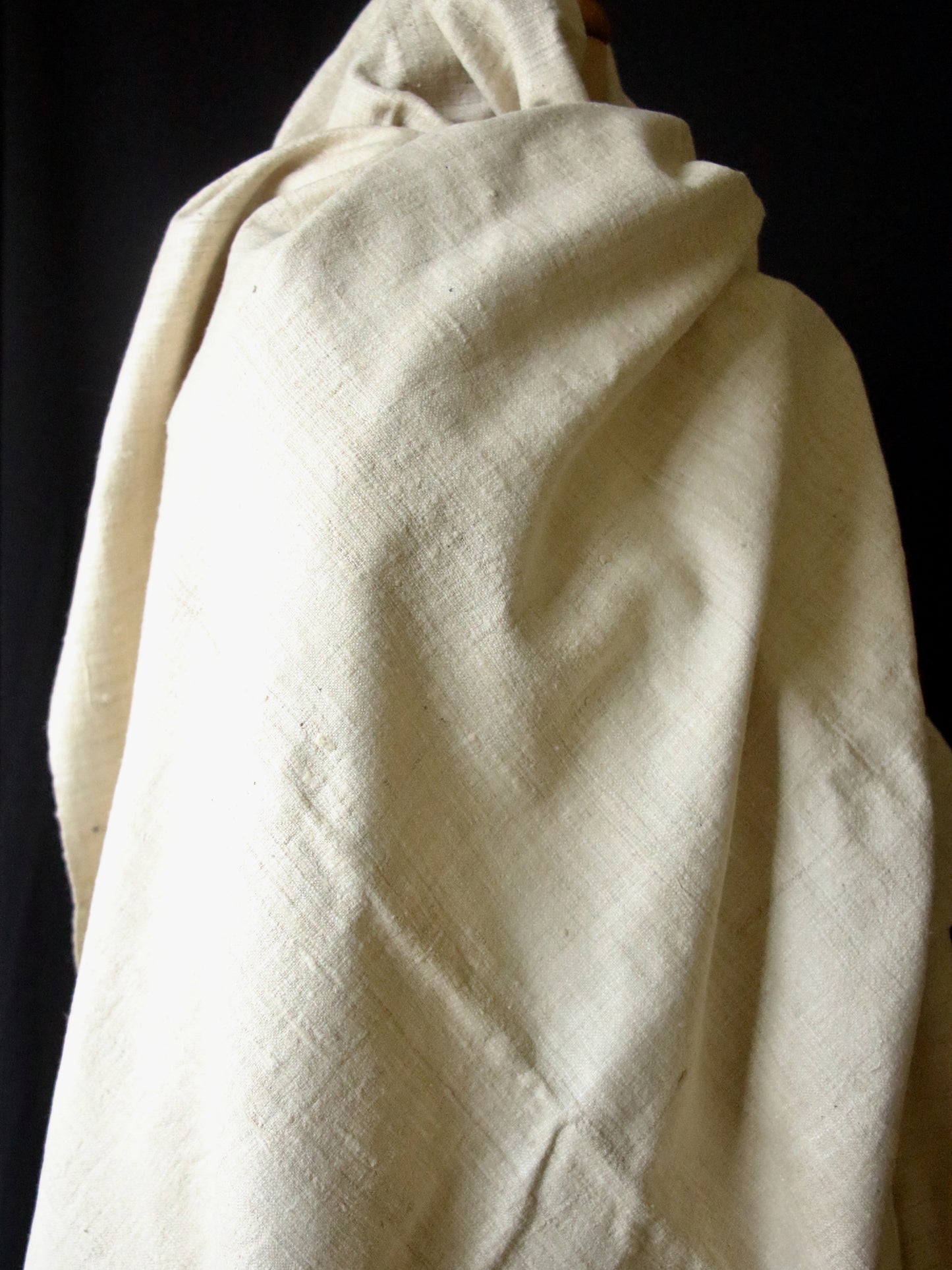 Natural Off white Handwoven / Handspun Eri Silk Shawl from Assam