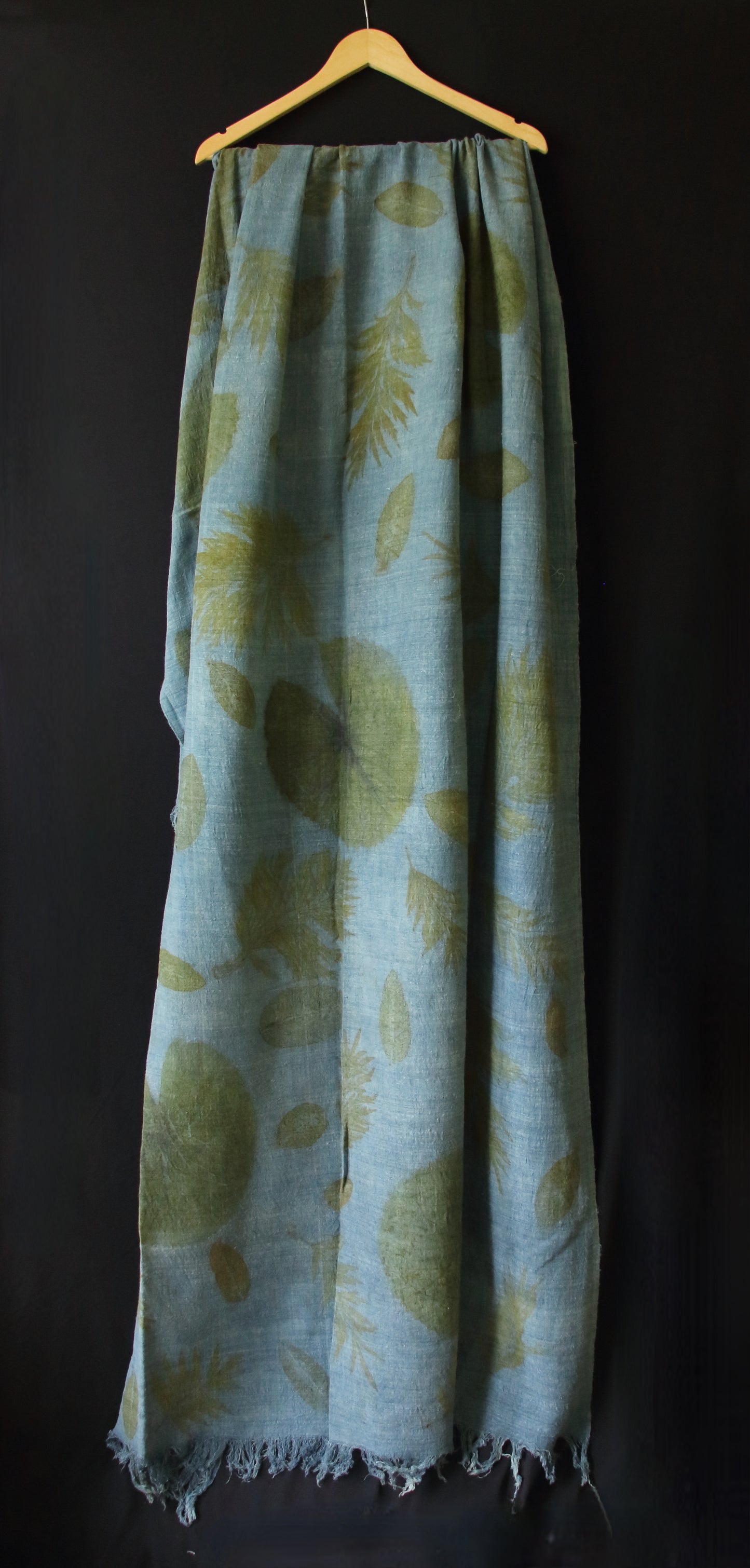 Indigo Eco Printed Handwoven Eri Silk Shawl from Assam