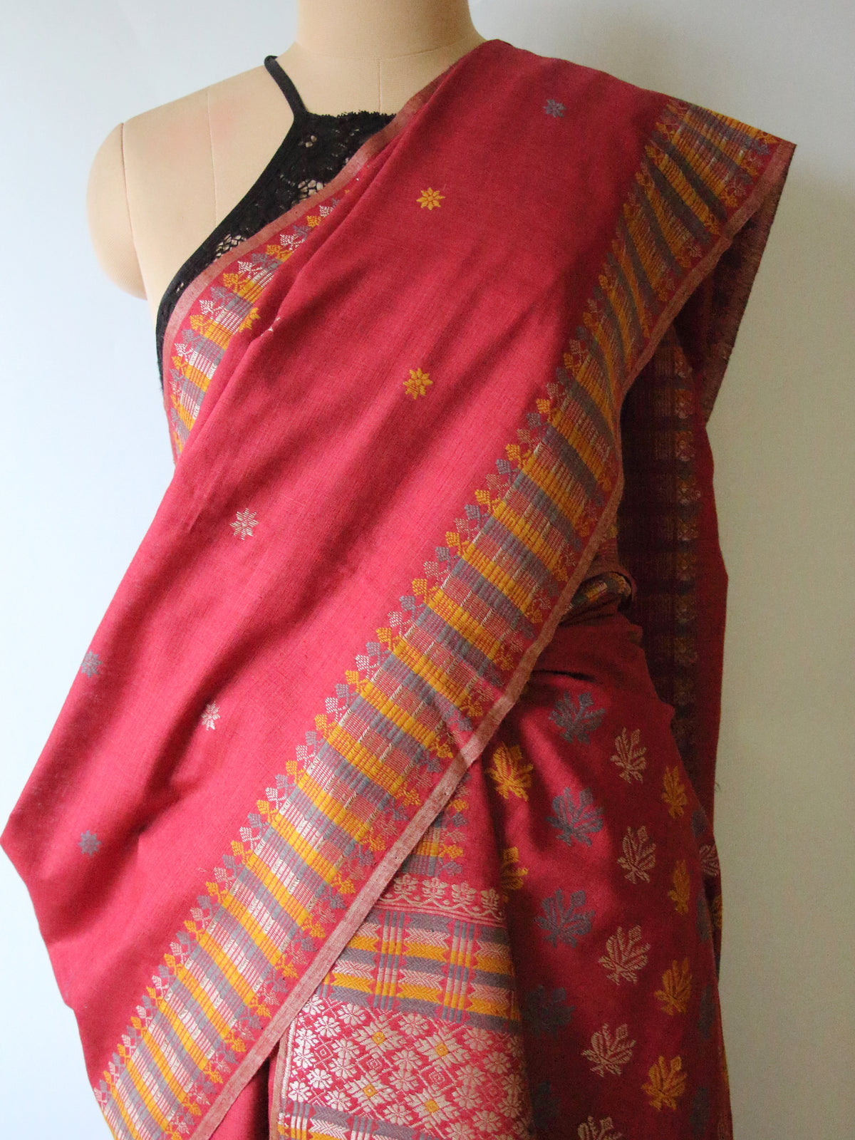 Maroon Narural Dyed Eri Silk Traditional Mekhela Chador Set from Assam