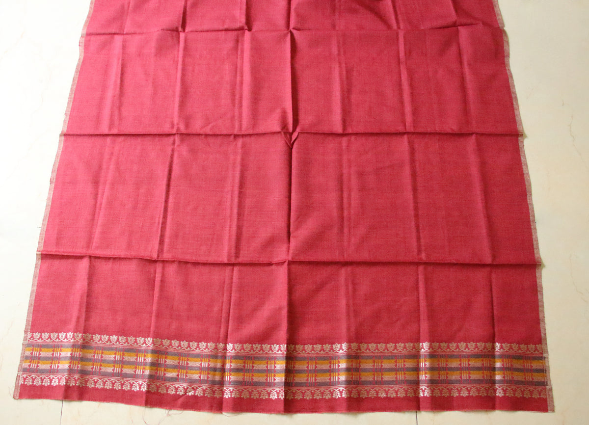 Maroon Narural Dyed Eri Silk Traditional Mekhela Chador Set from Assam