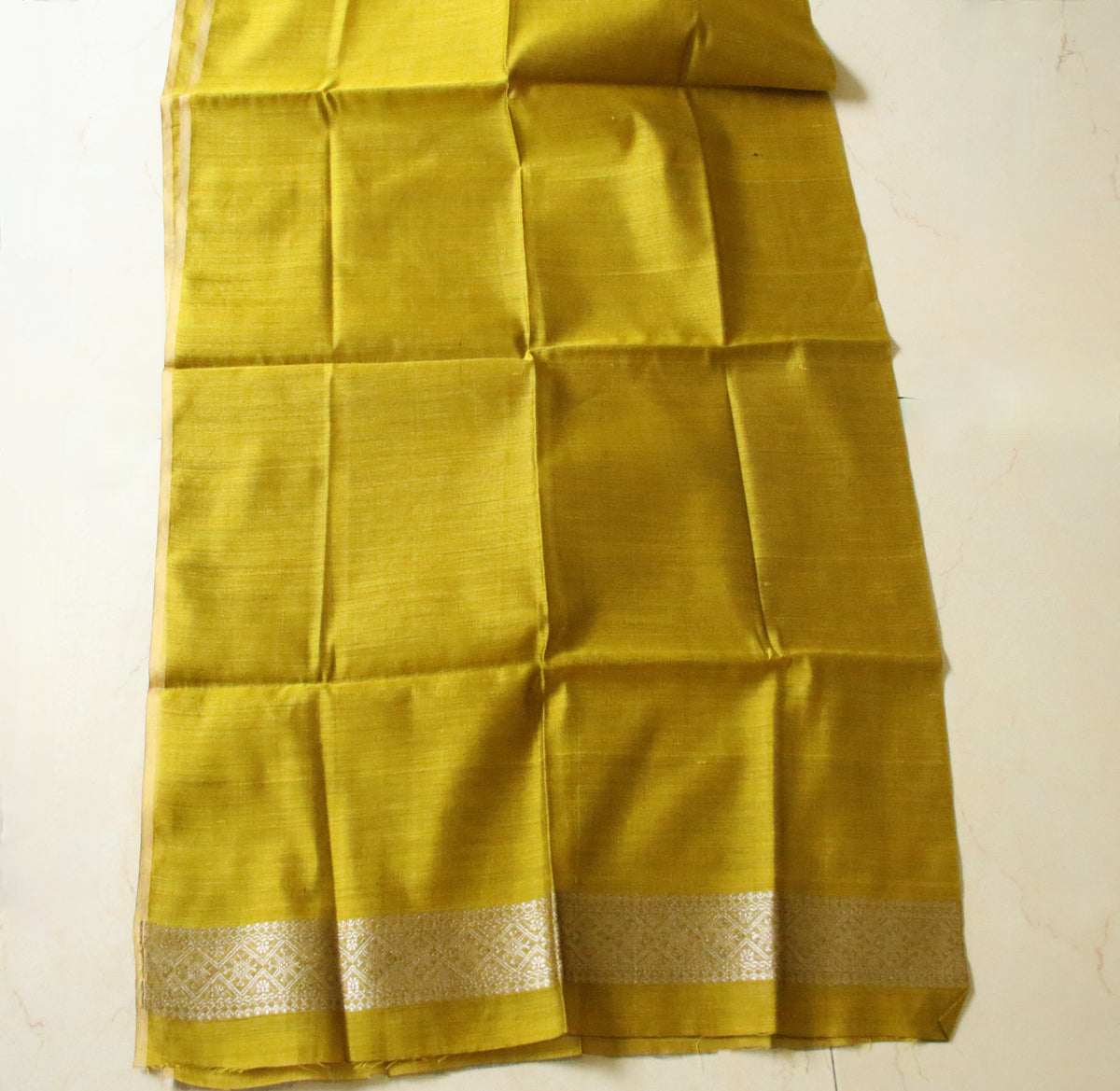 Natural Dyed Bright Green Handloom Silk  Saree from Assam