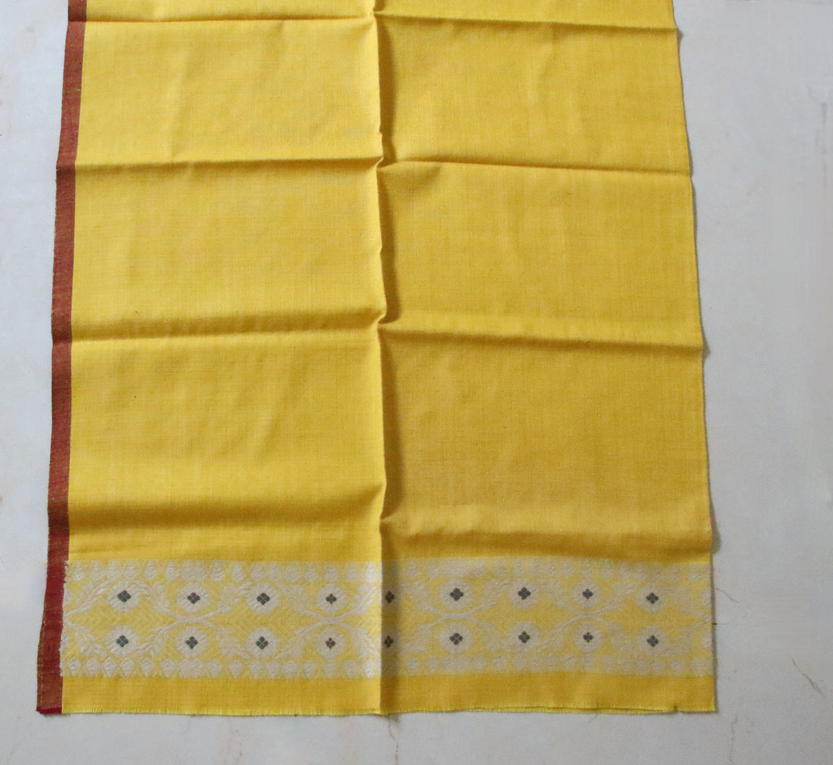 Yellow Narural Dyed Eri Silk Traditional Mekhela Chador Set from Assam