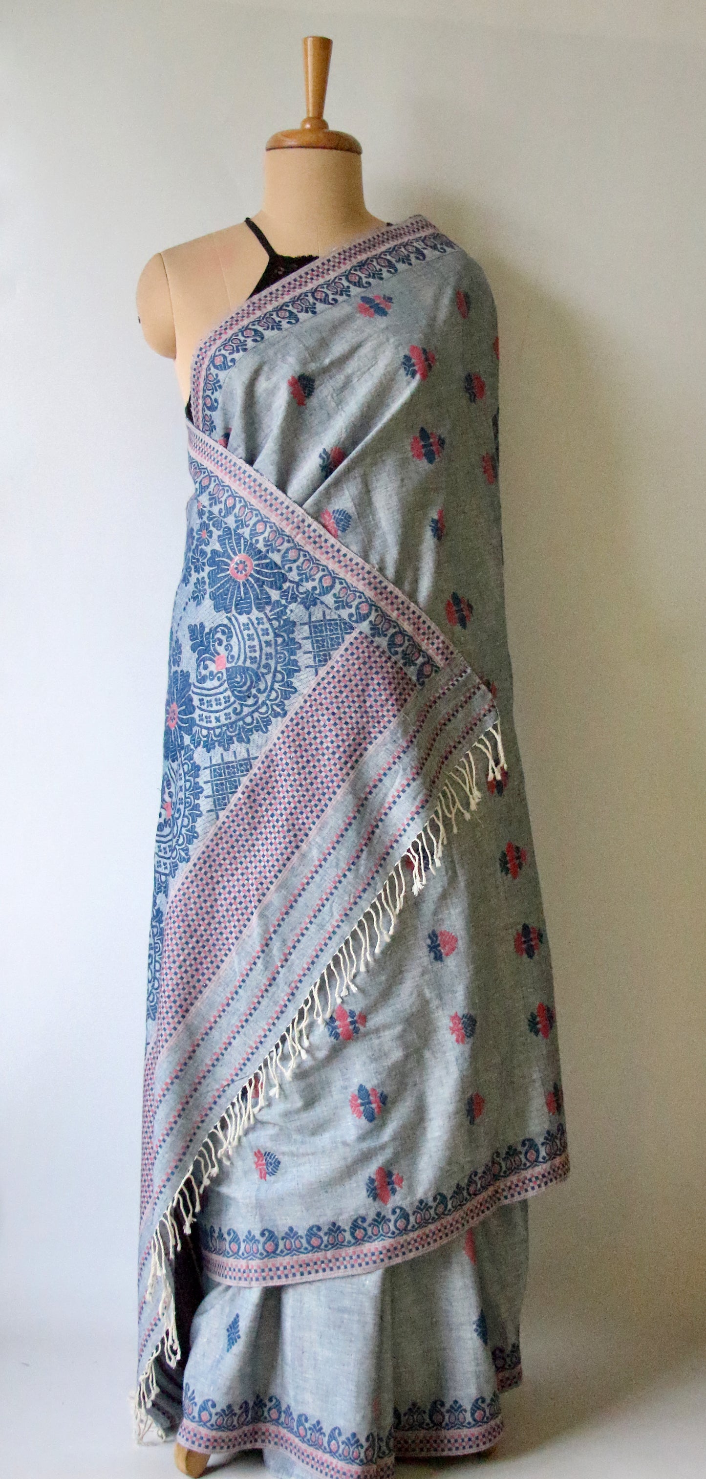 Natural Indigo Dyed Eri Silk Saree / Handloom from Assam