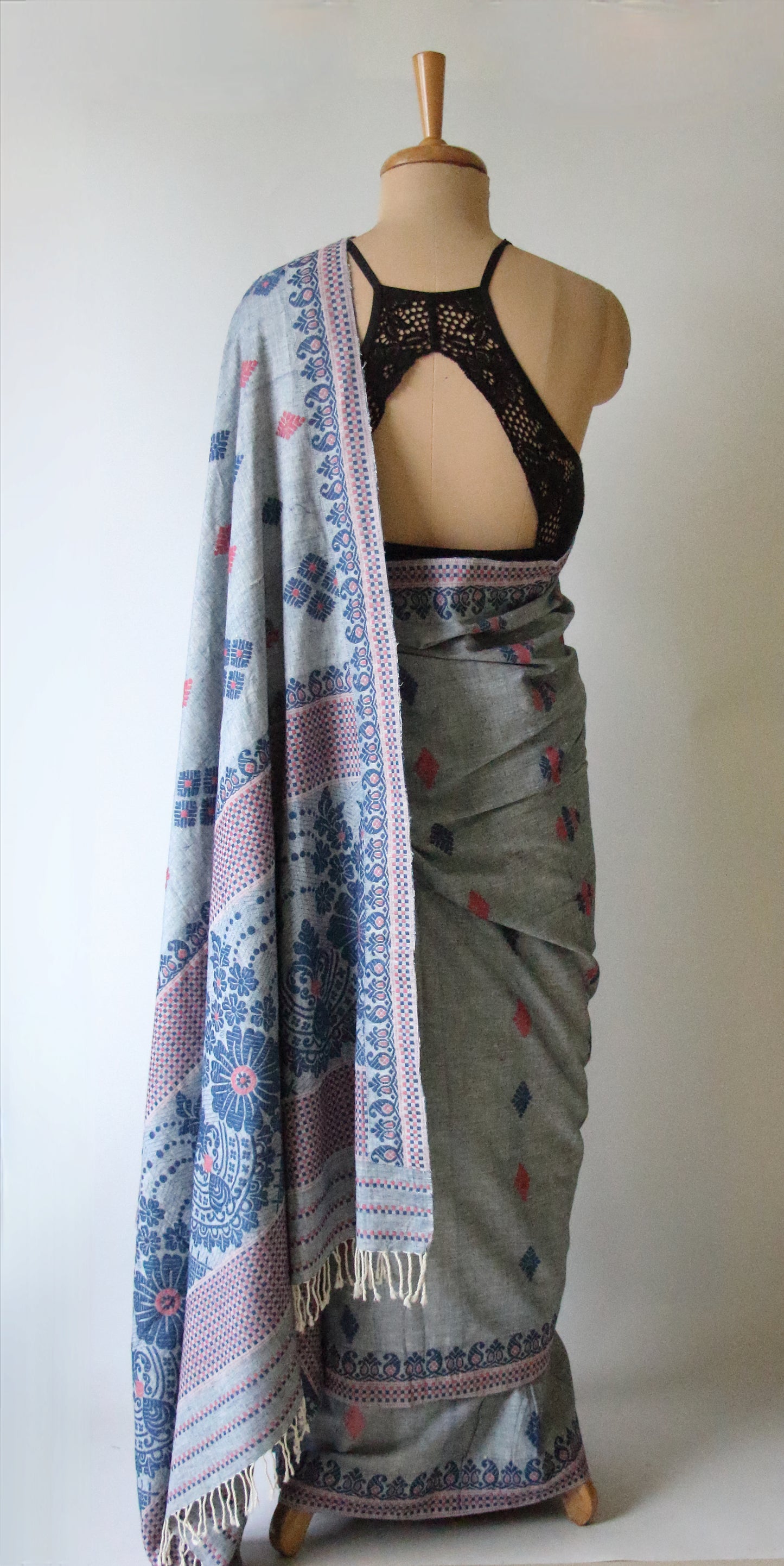 Natural Indigo Dyed Eri Silk Saree / Handloom from Assam