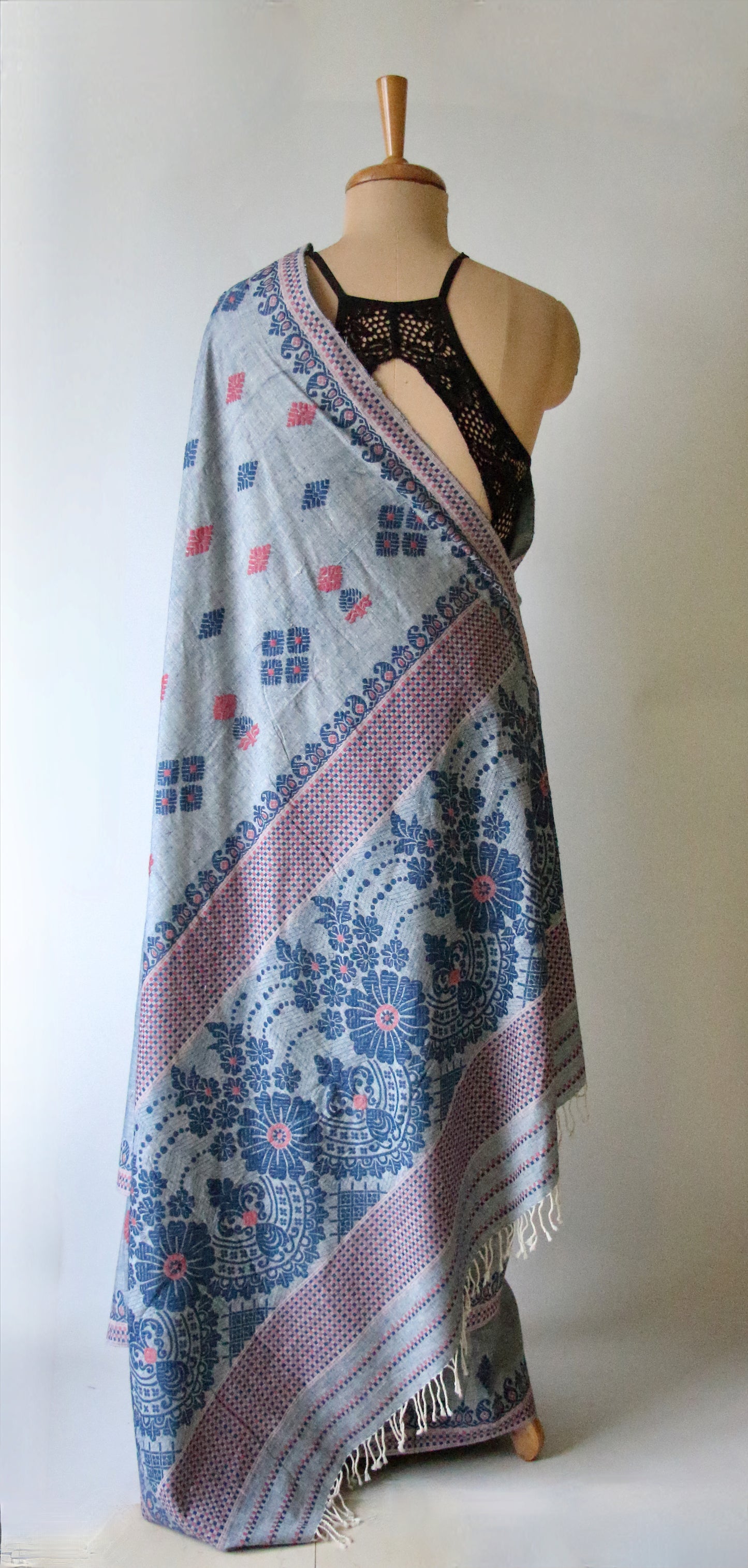 Natural Indigo Dyed Eri Silk Saree / Handloom from Assam