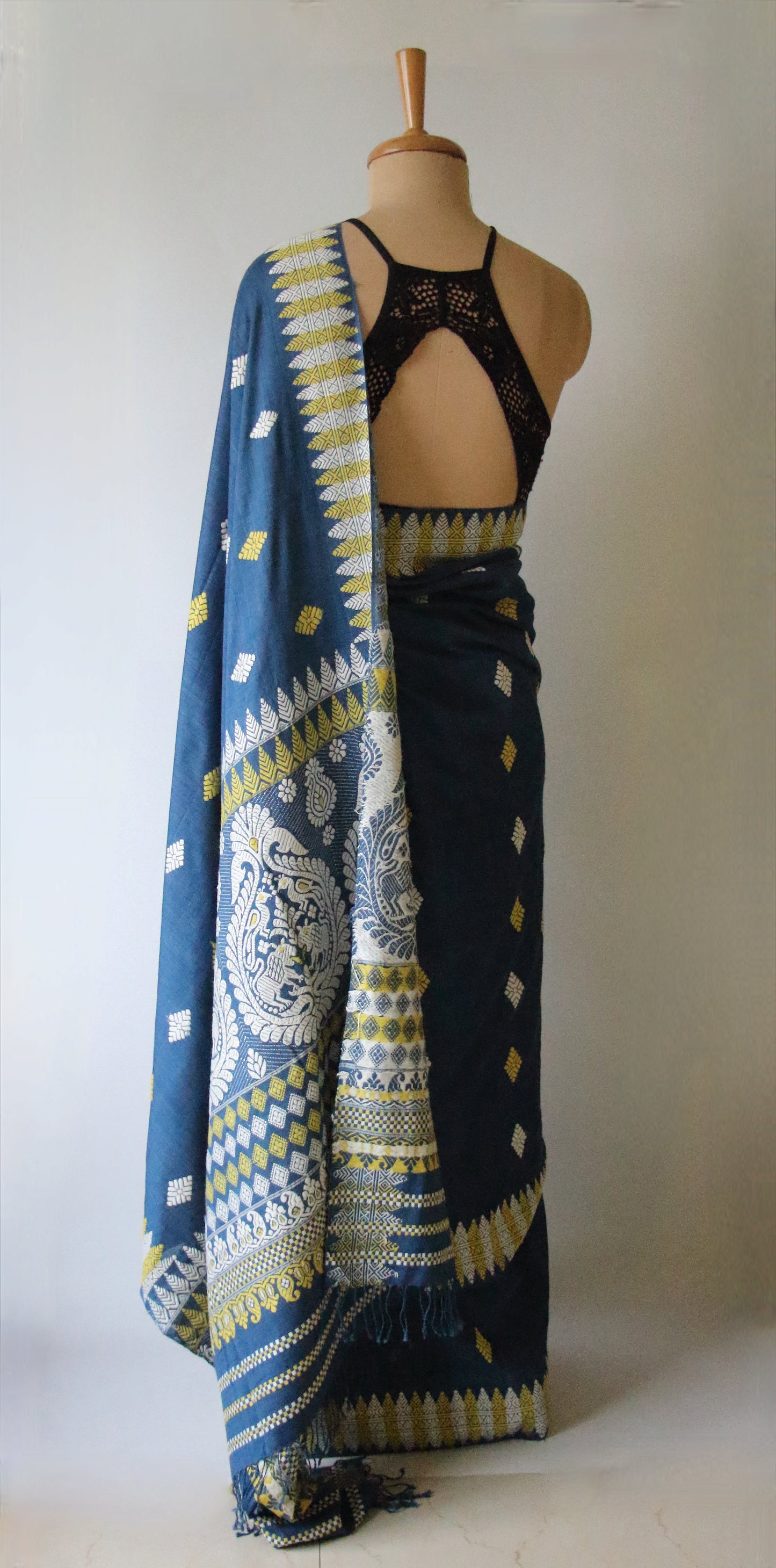 Natural Indigo Dyed Eri Silk Saree / Handloom from Assam