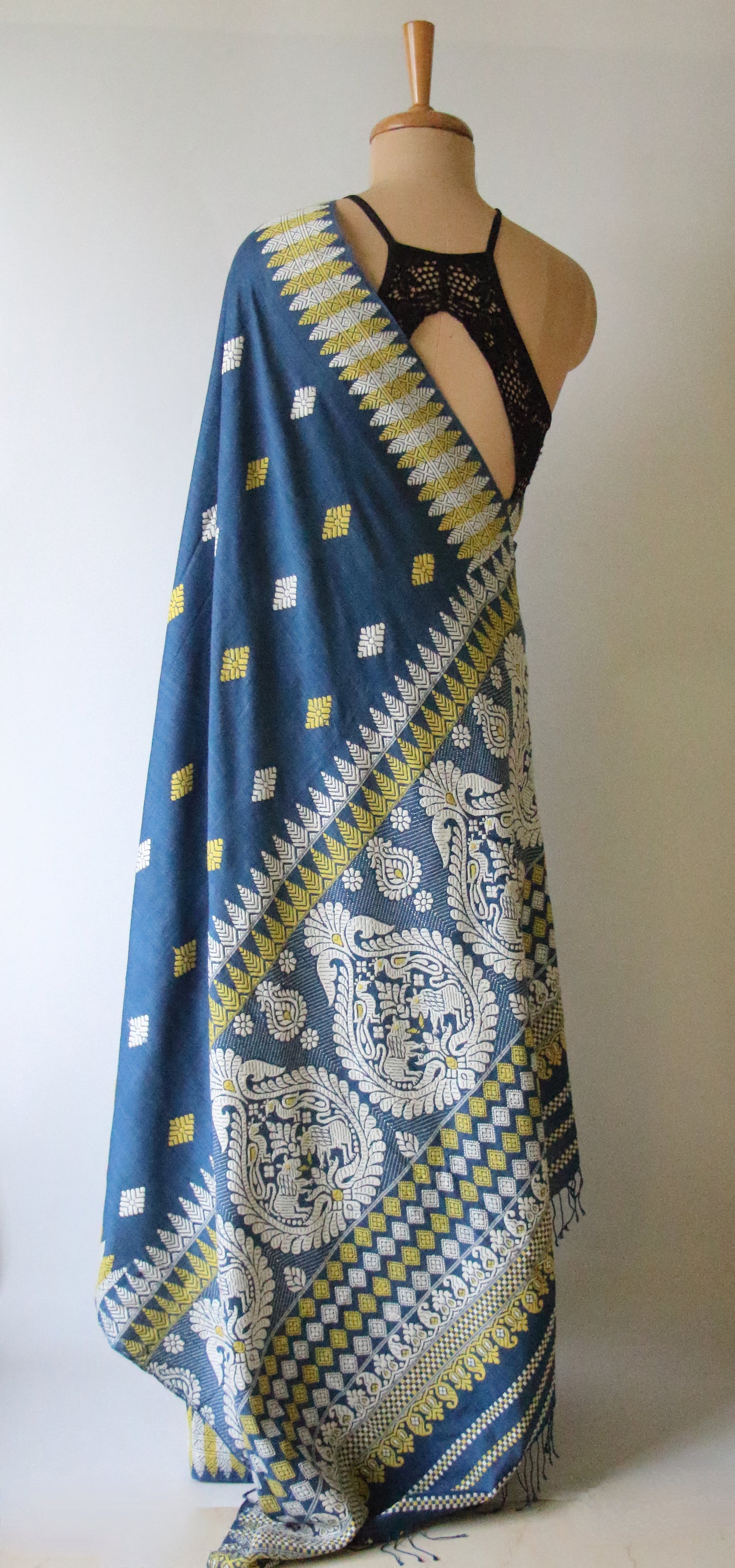 Natural Indigo Dyed Eri Silk Saree / Handloom from Assam