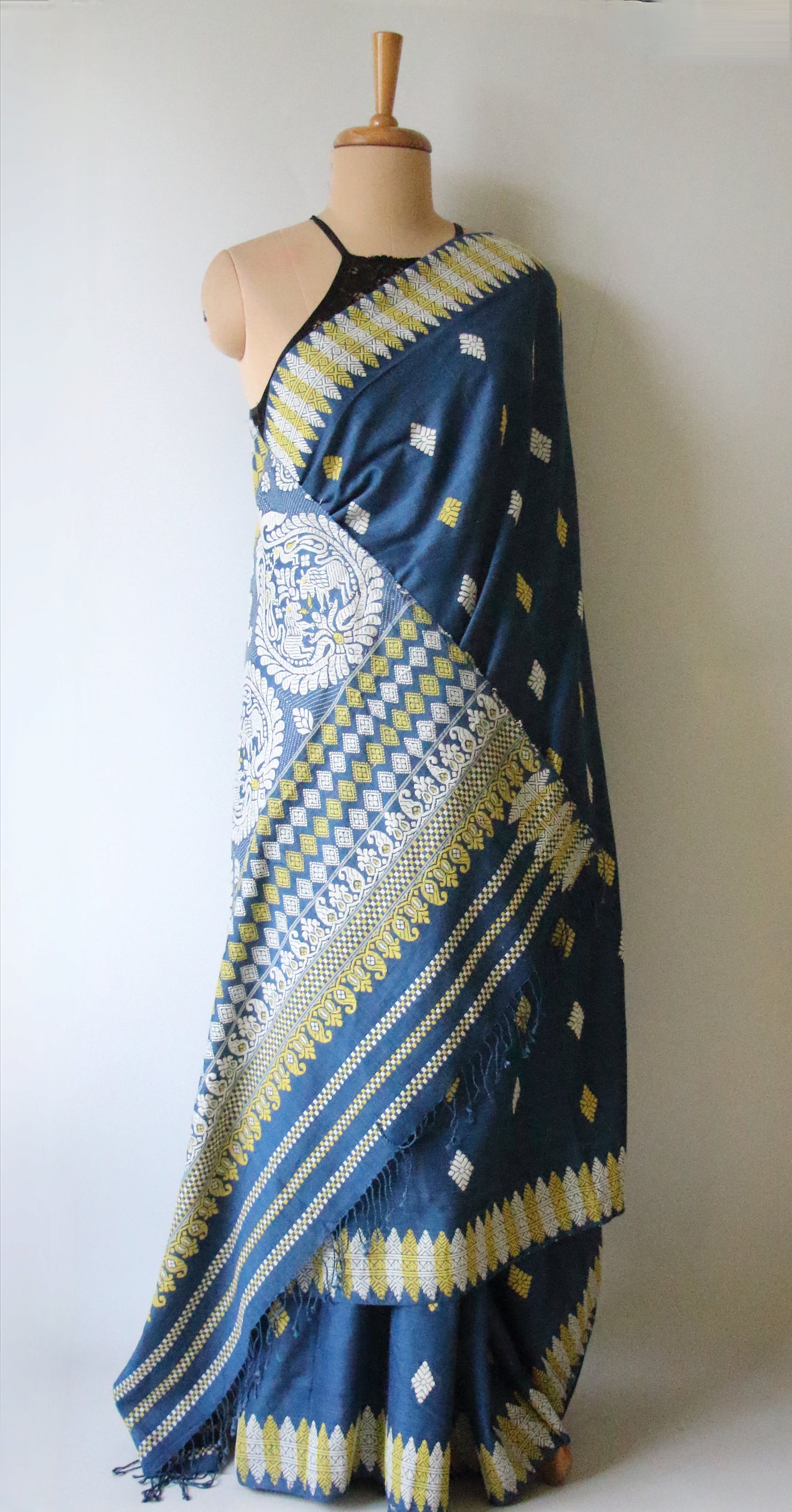 Natural Indigo Dyed Eri Silk Saree / Handloom from Assam