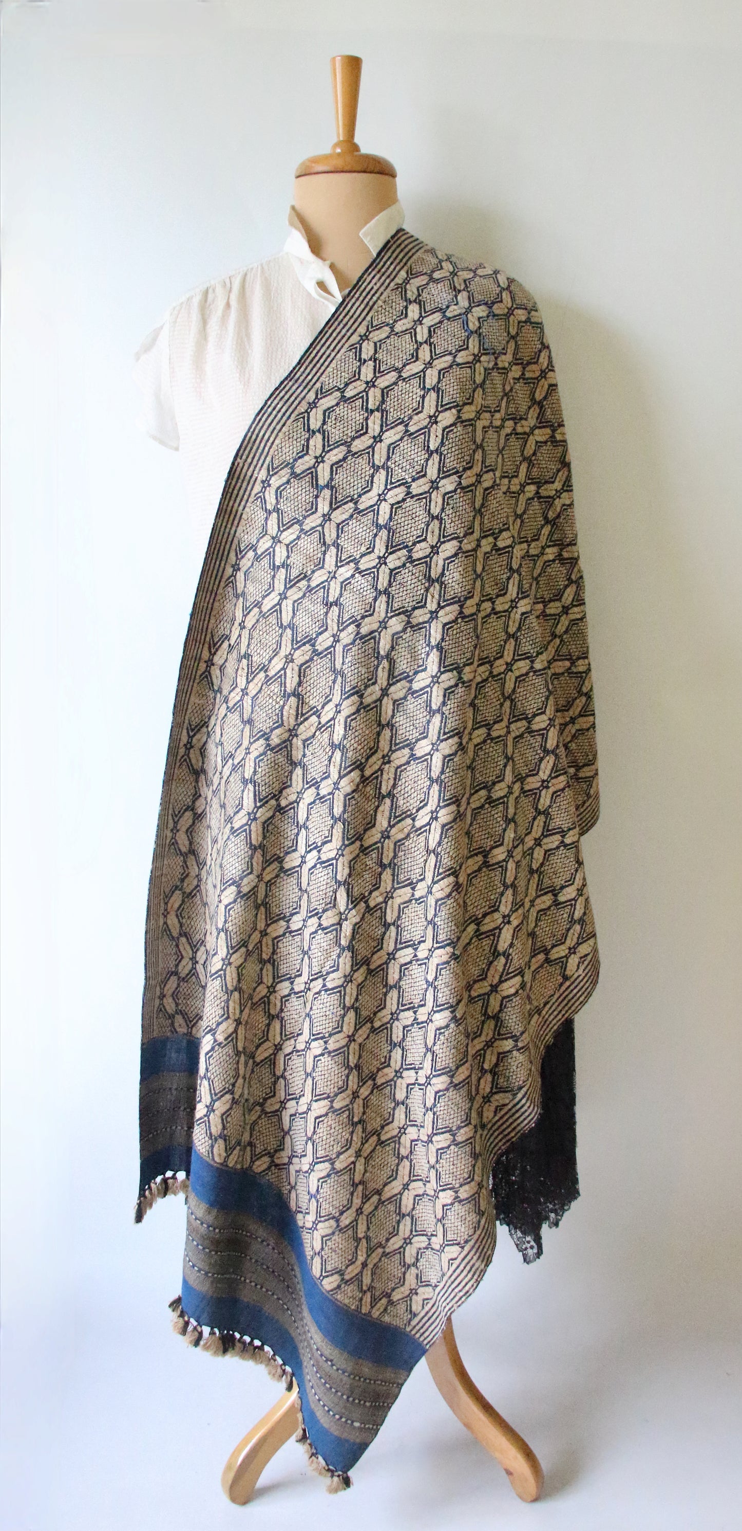 Indigo Eri Silk Handwoven Scarf / Small size Shawl from Assam