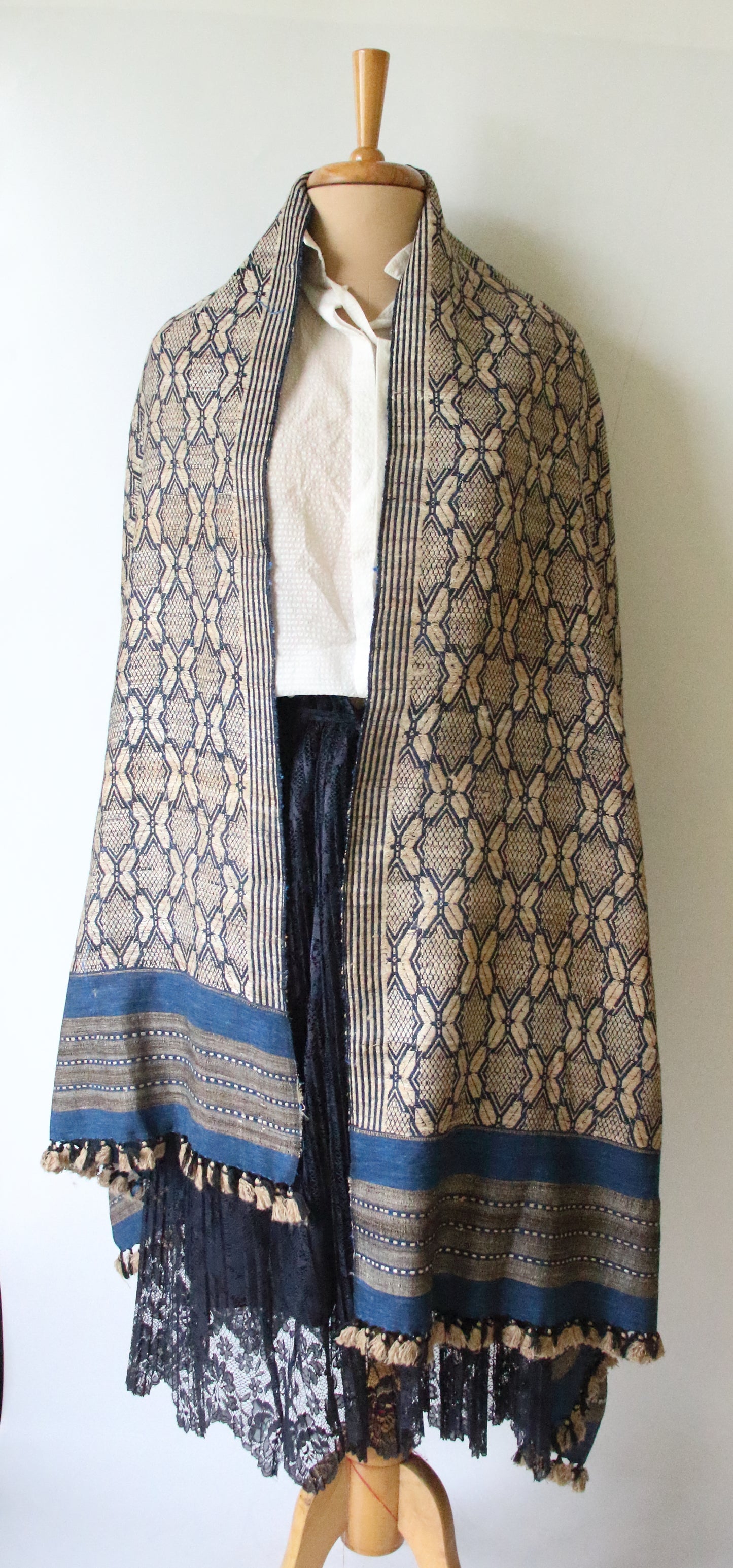 Indigo Eri Silk Handwoven Scarf / Small size Shawl from Assam