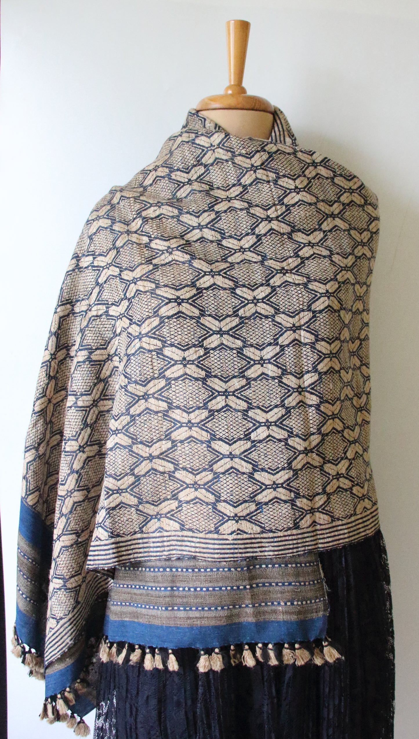 Indigo Eri Silk Handwoven Scarf / Small size Shawl from Assam