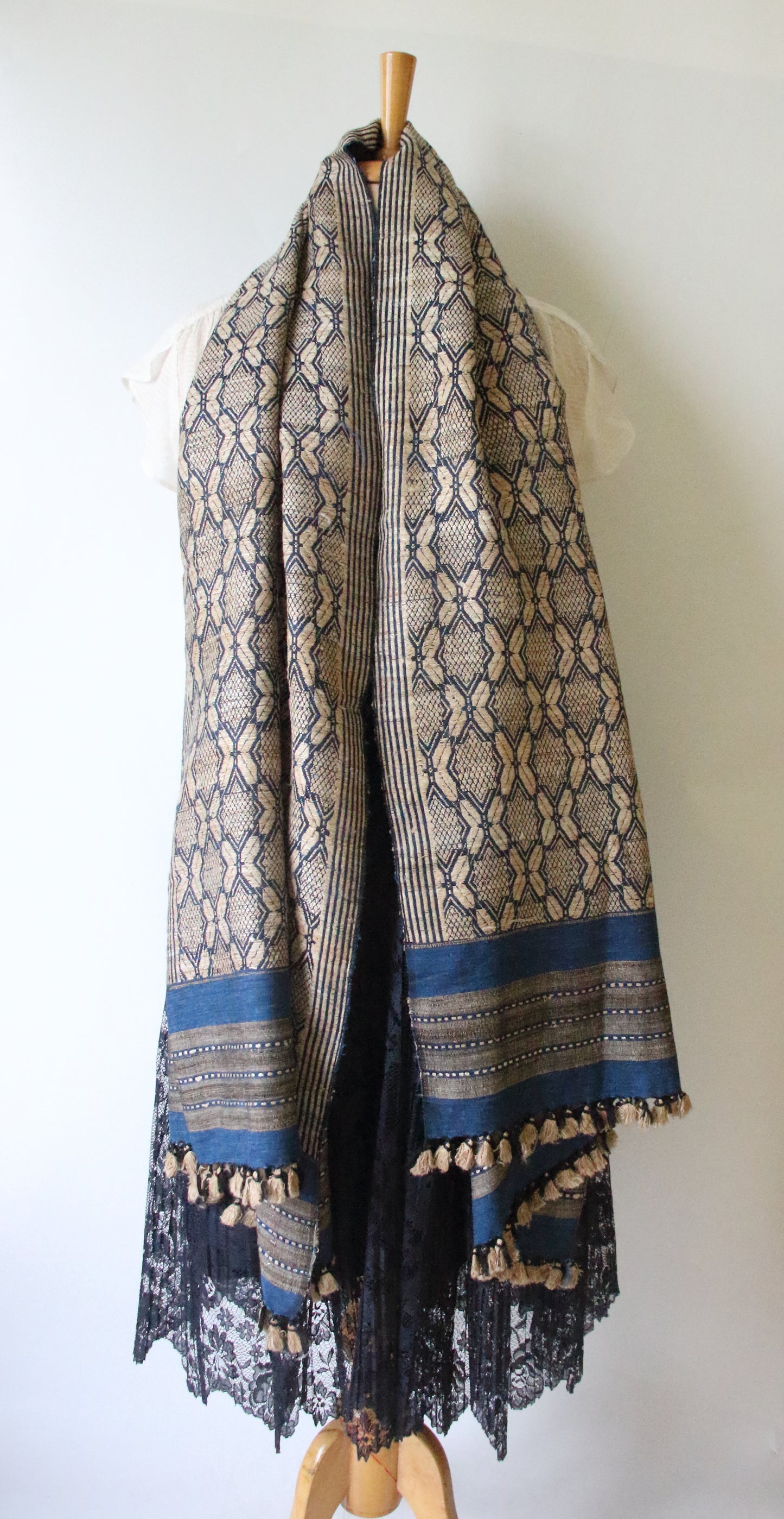 Indigo Eri Silk Handwoven Scarf / Small size Shawl from Assam