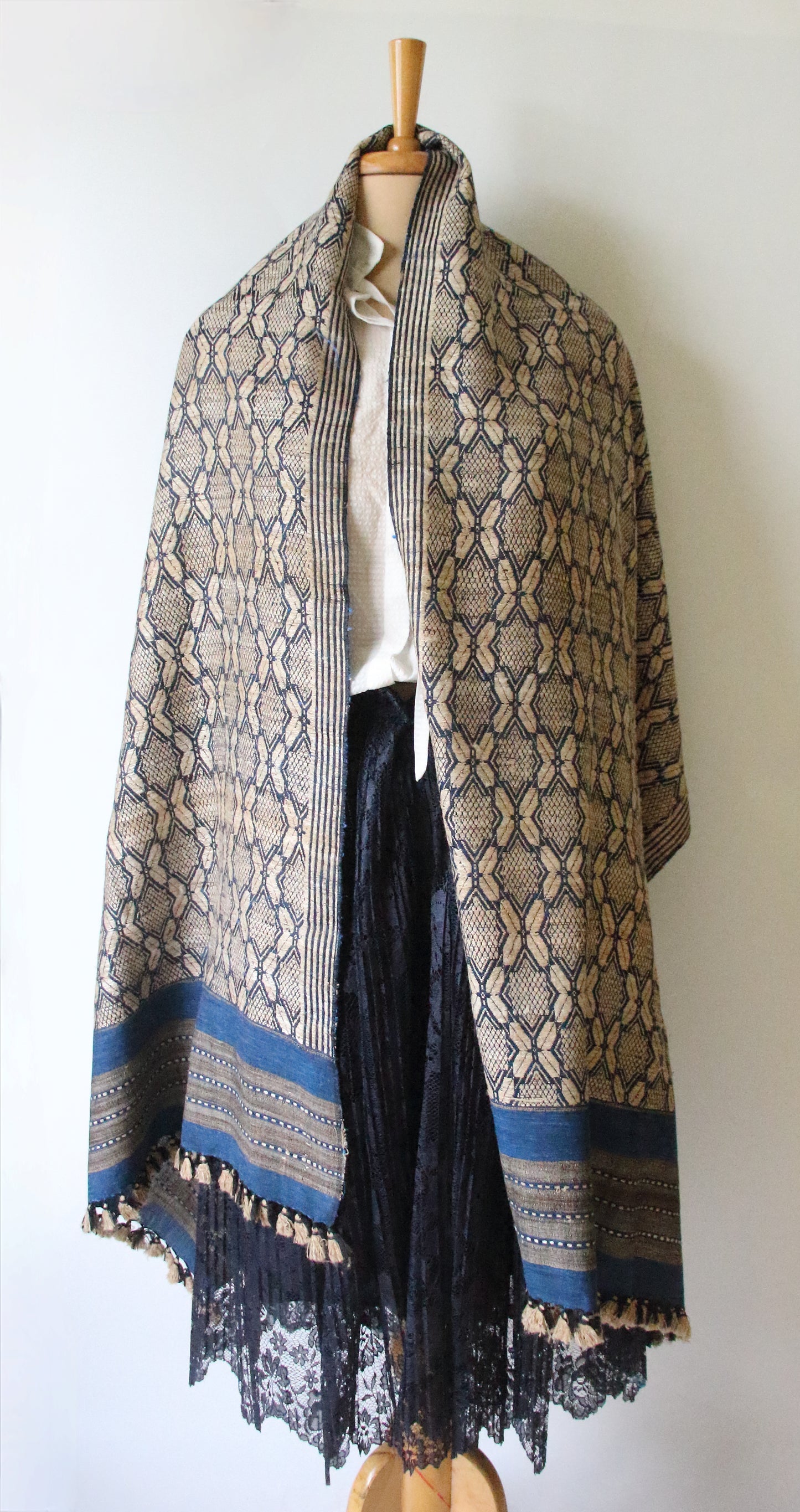 Indigo Eri Silk Handwoven Scarf / Small size Shawl from Assam