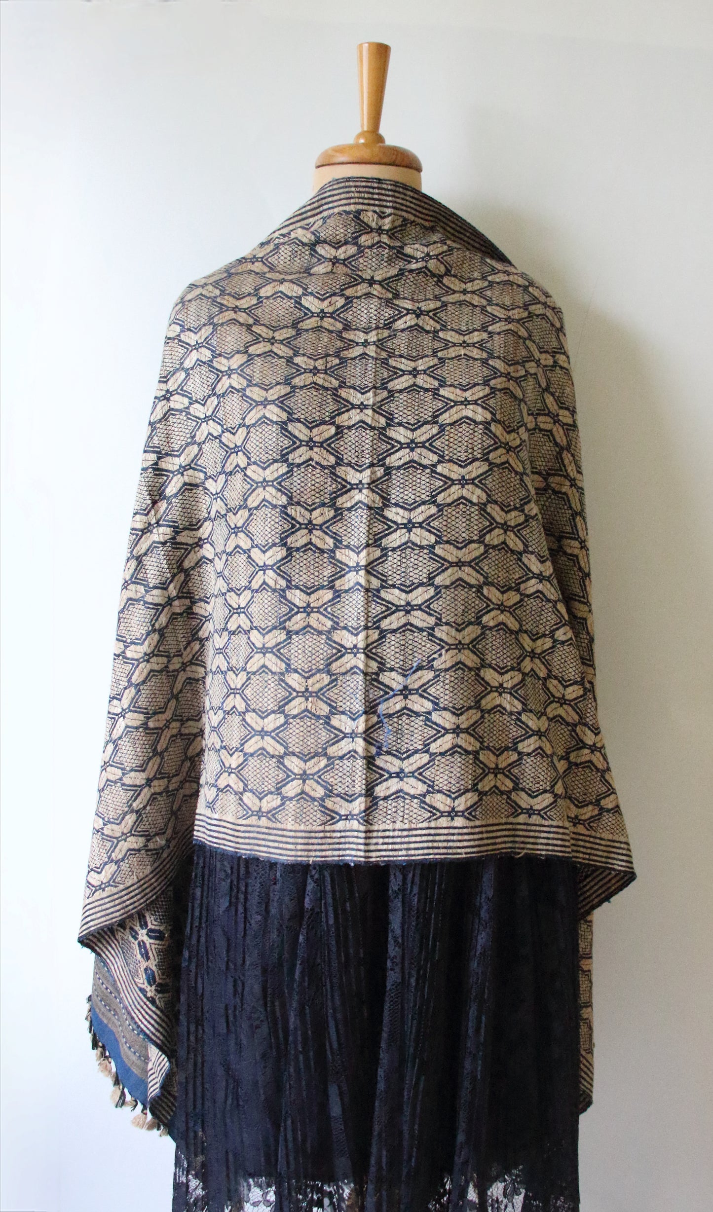 Indigo Eri Silk Handwoven Scarf / Small size Shawl from Assam