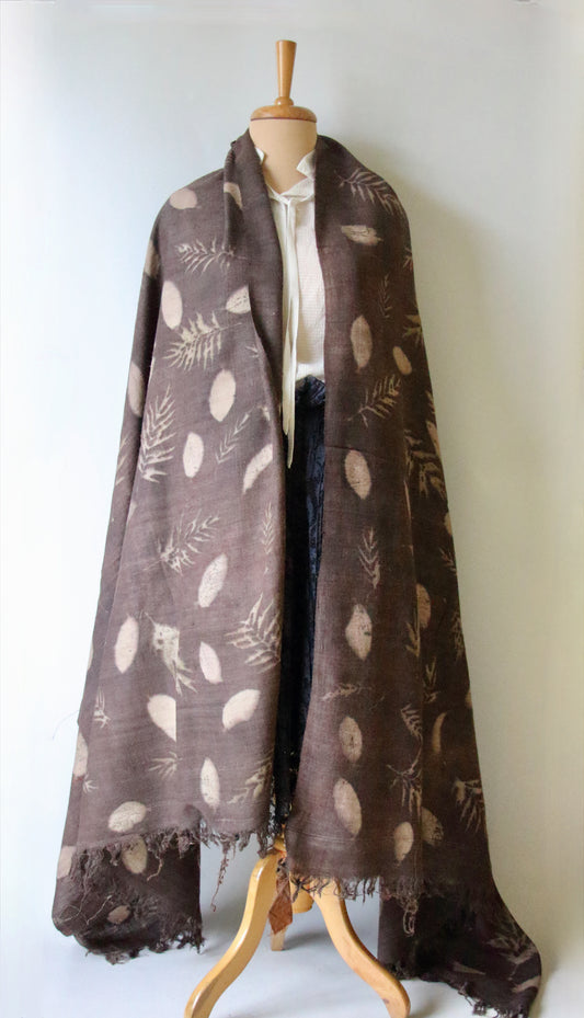 Eco Printed Handwoven Eri Silk Shawl / Natural Dyed Shawl from Assam