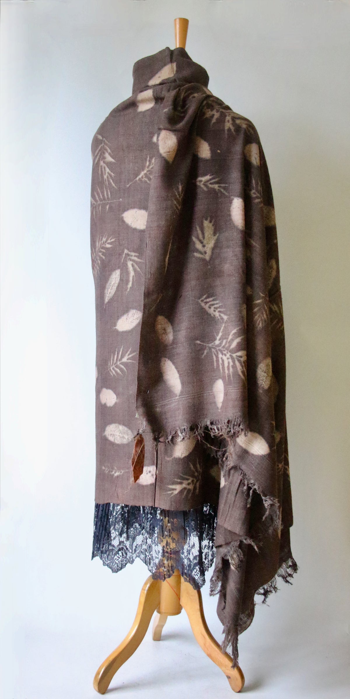 Eco Printed Handwoven Eri Silk Shawl / Natural Dyed Shawl from Assam