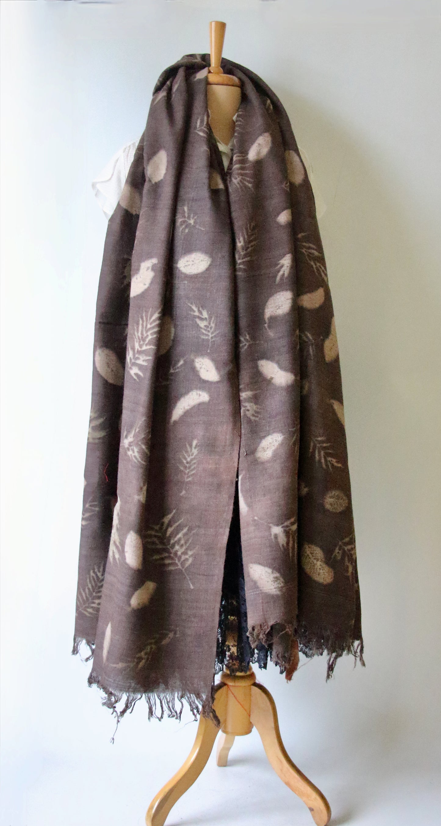 Eco Printed Handwoven Eri Silk Shawl / Natural Dyed Shawl from Assam