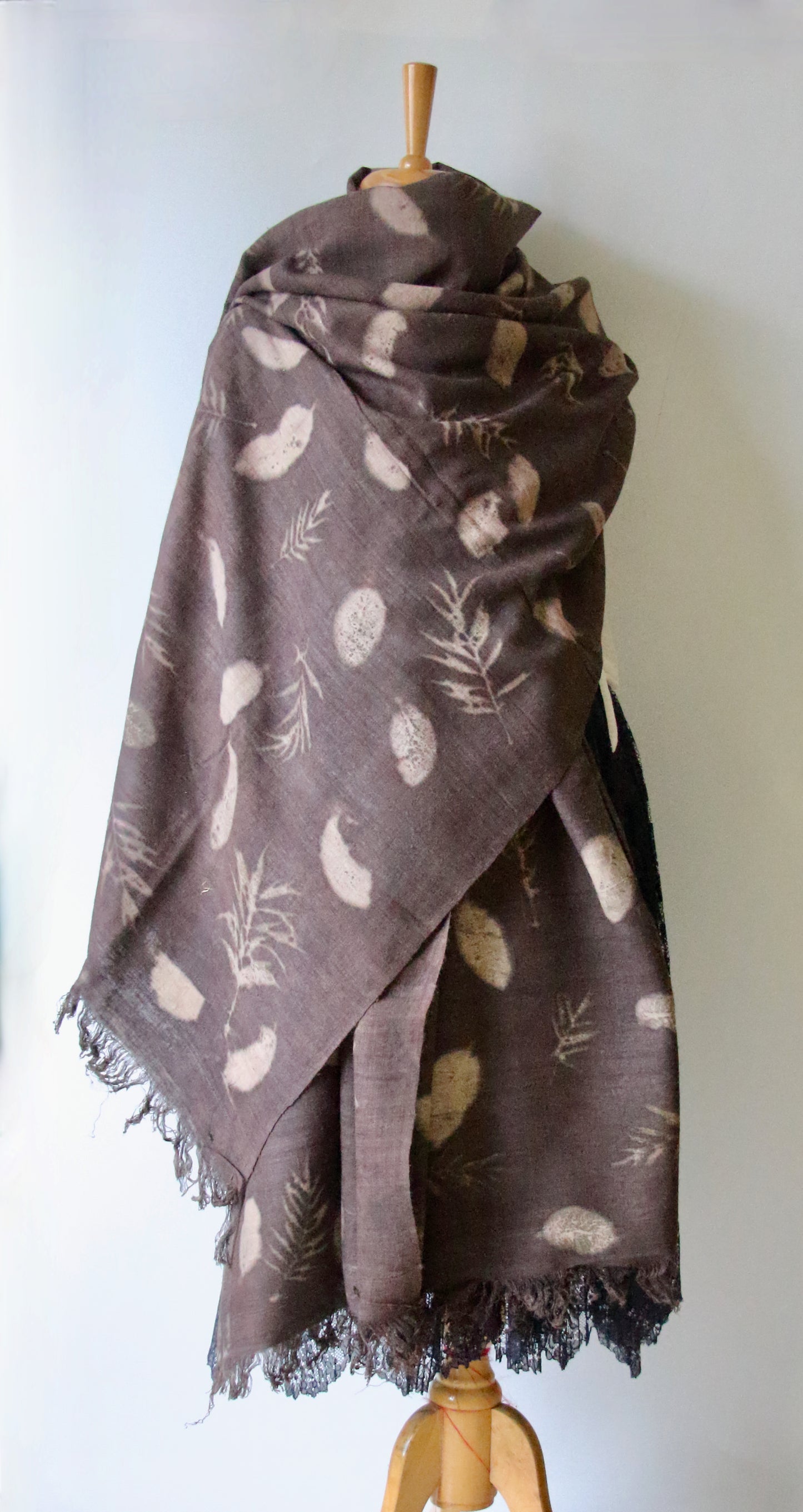 Eco Printed Handwoven Eri Silk Shawl / Natural Dyed Shawl from Assam