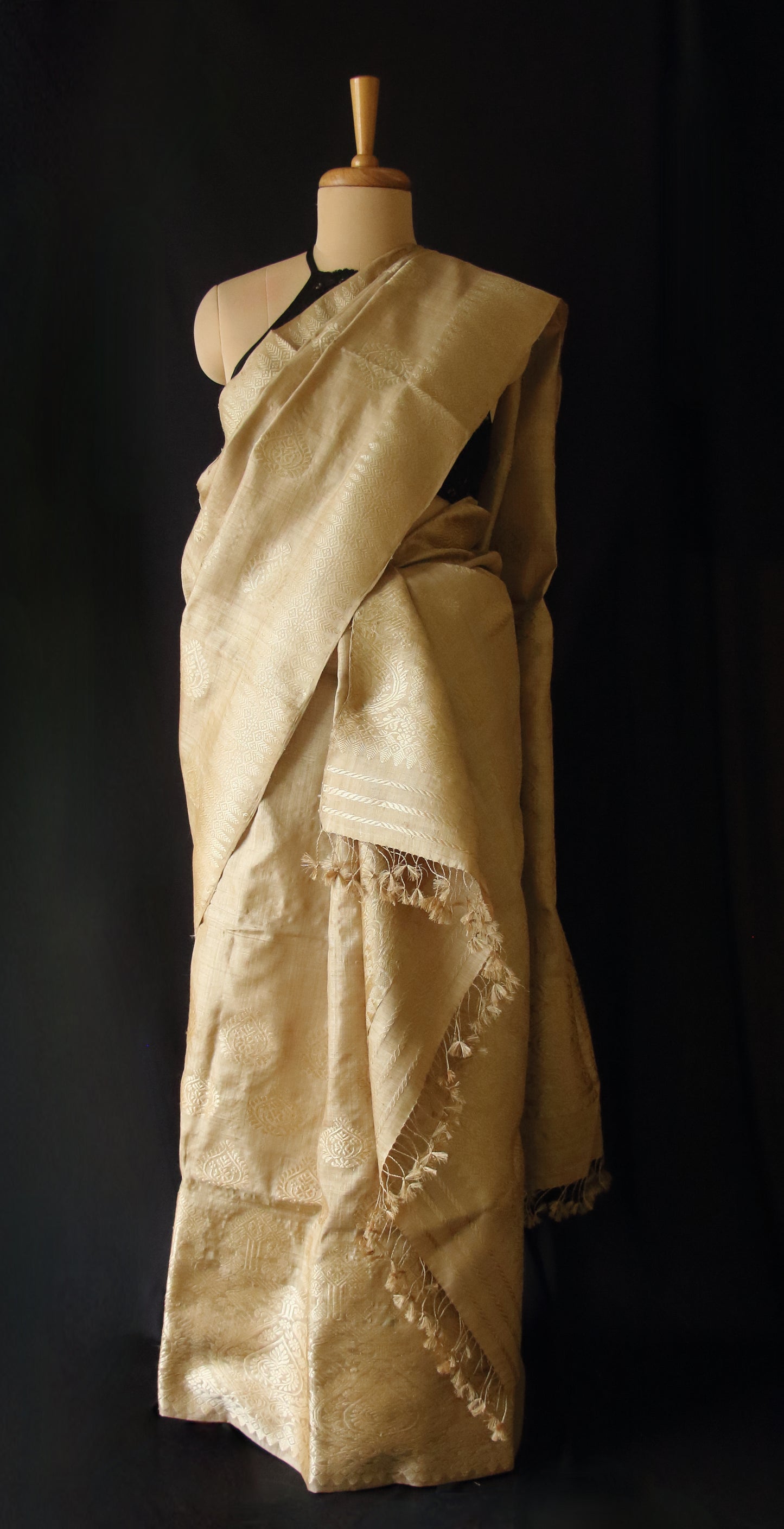 Muga Silk Mekhela Chador with Muga Silk Motifs Set