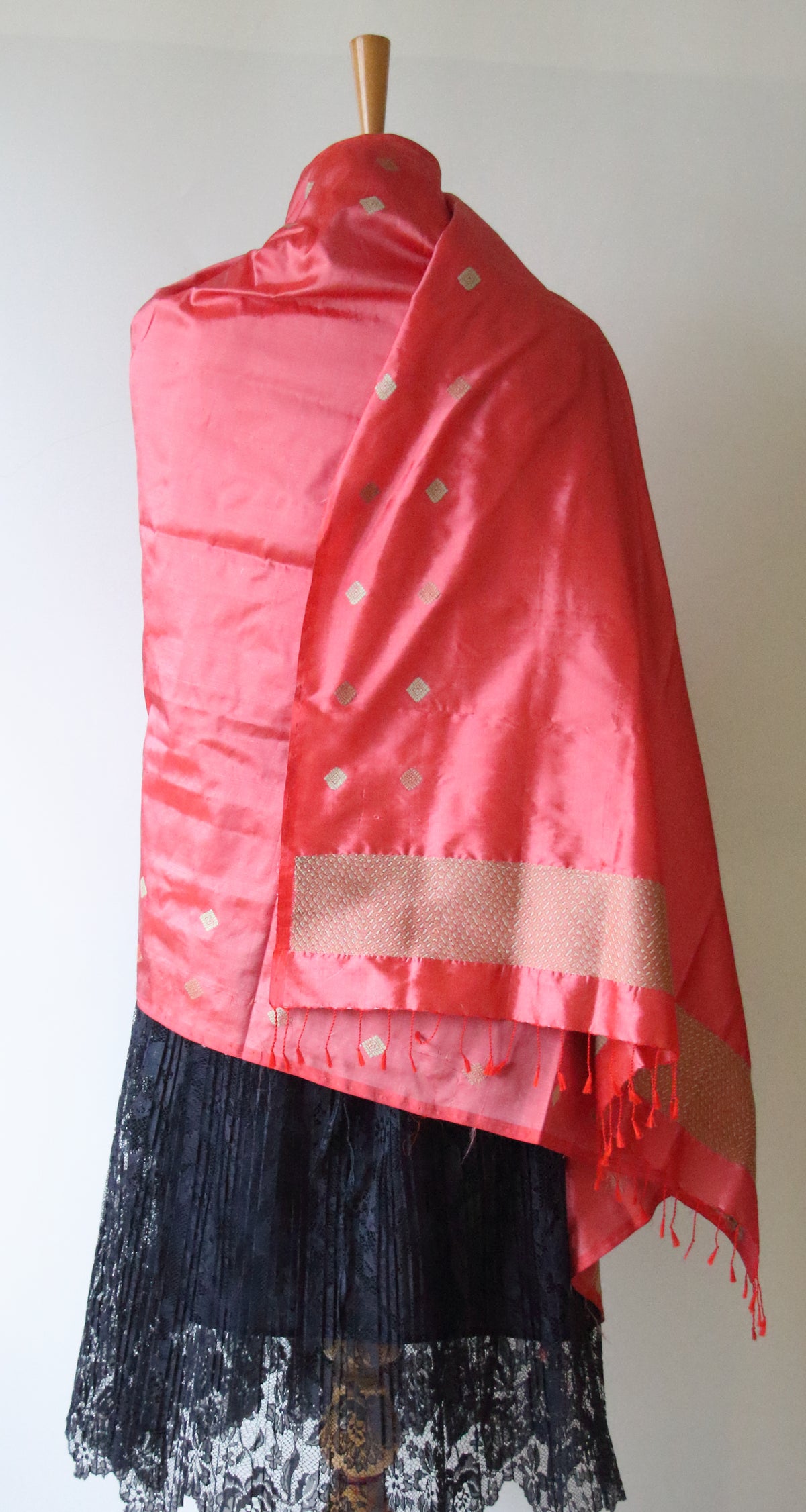 Rose Pink Handwoven Mulberry Silk Scarf / Stole from Assam