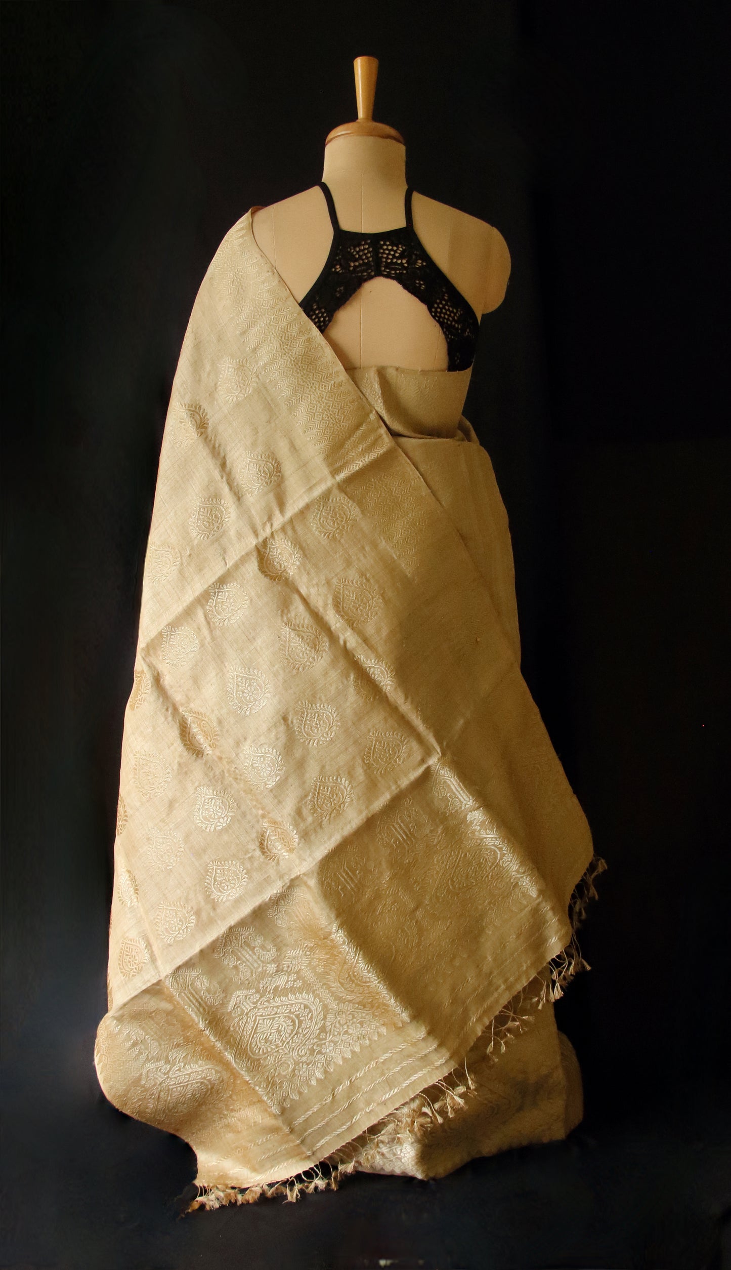 Muga Silk Mekhela Chador with Muga Silk Motifs Set