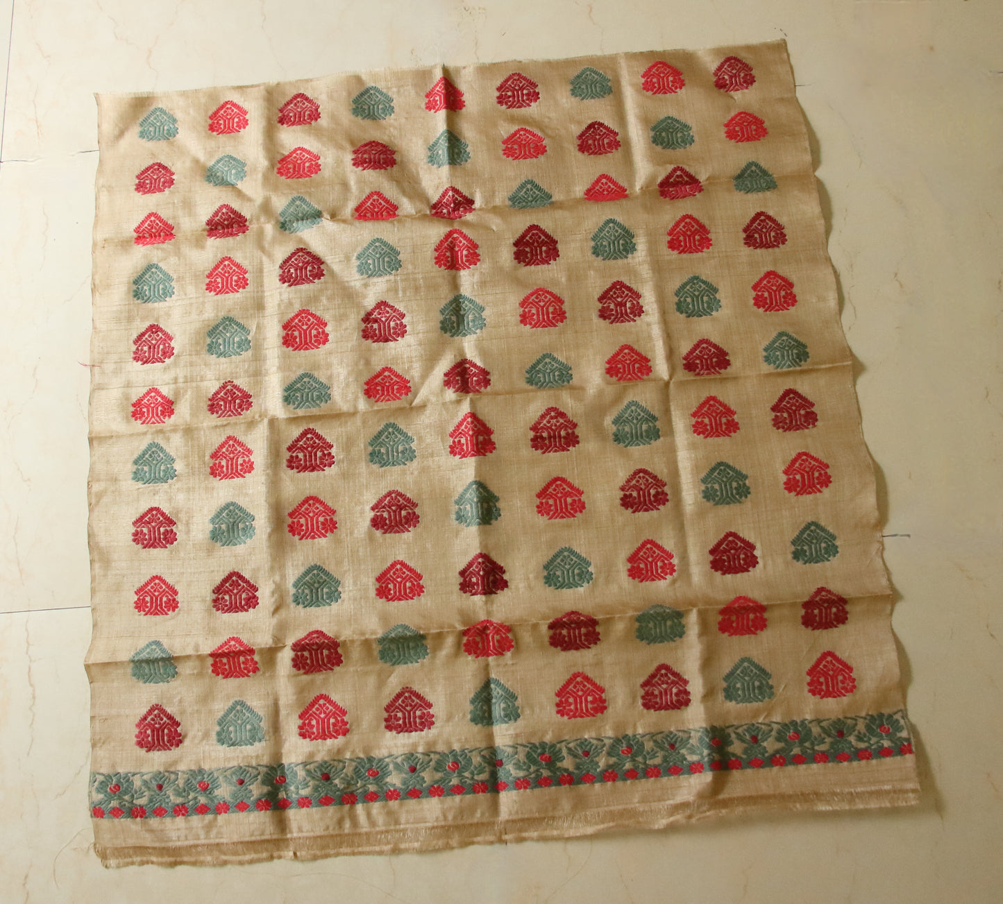 Muga Silk Mekhela Chador Set with Eri Silk Motifs