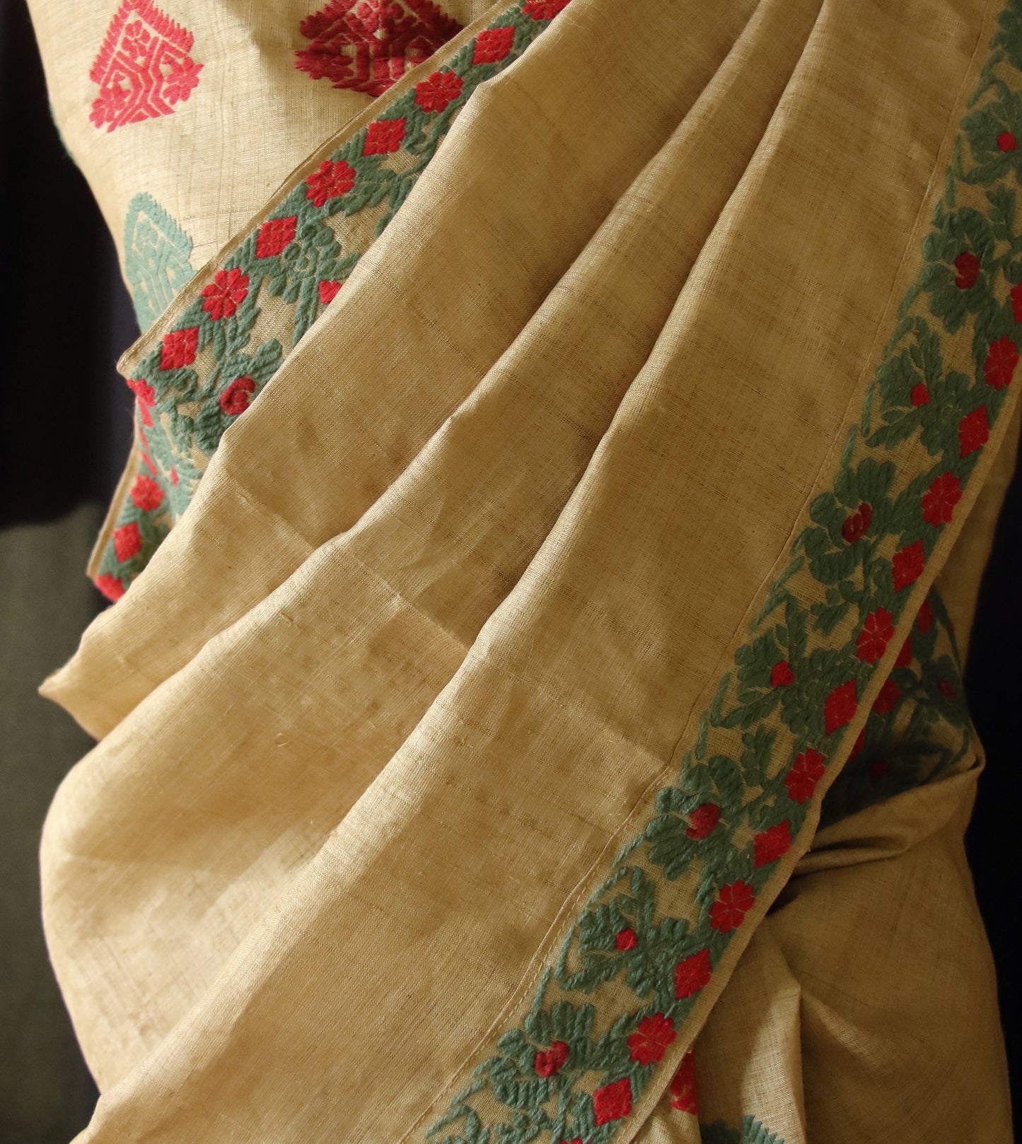 Muga Silk Mekhela Chador Set with Eri Silk Motifs