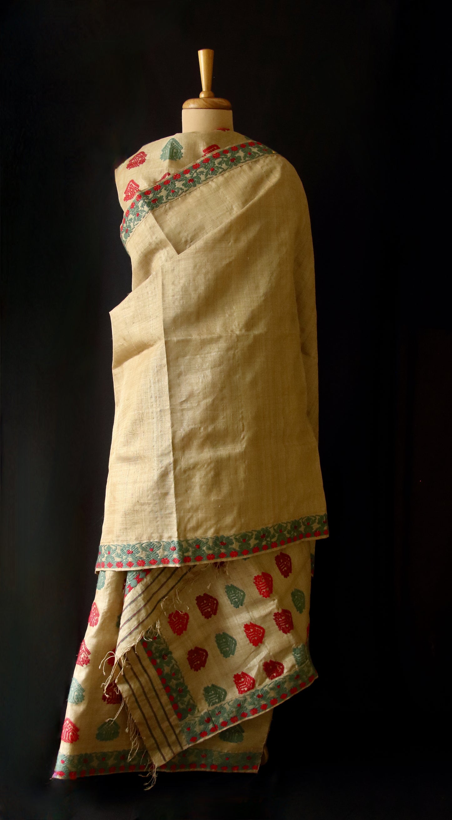 Muga Silk Mekhela Chador Set with Eri Silk Motifs