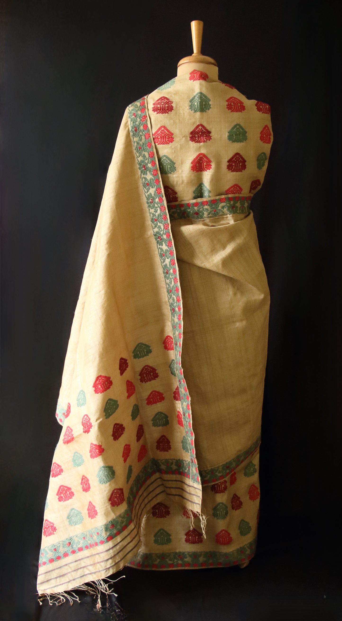 Muga Silk Mekhela Chador Set with Eri Silk Motifs